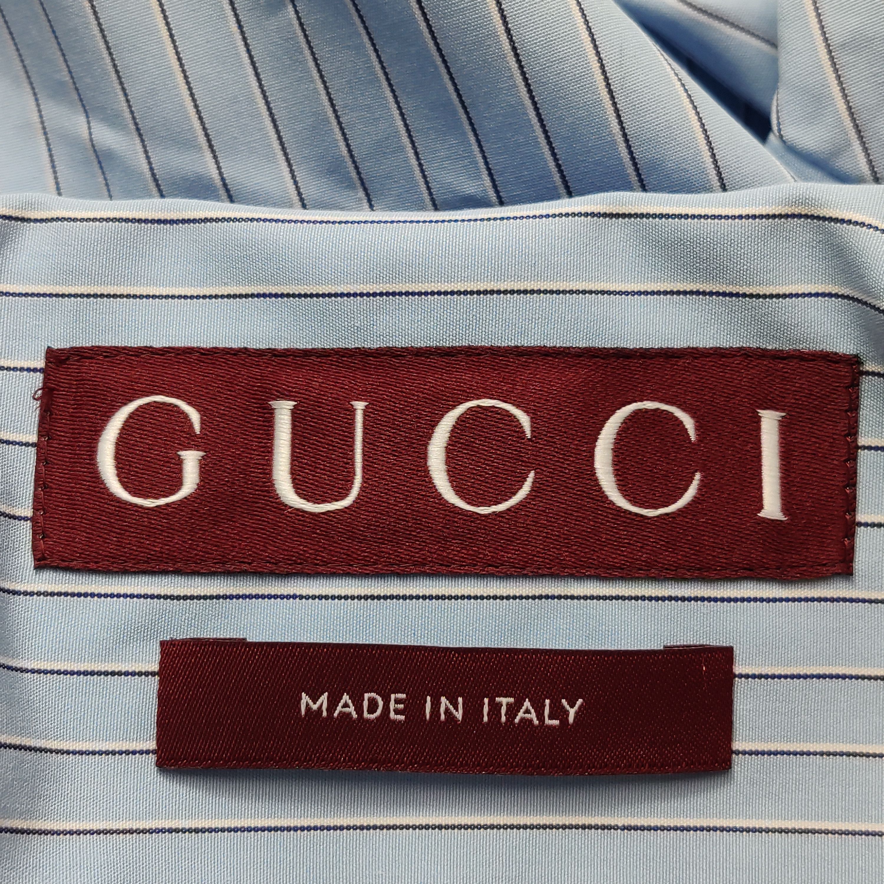 Gucci Classic Striped Button Up Shirt in Blue Size US M / EU 48-50 / 2 - 5 Thumbnail