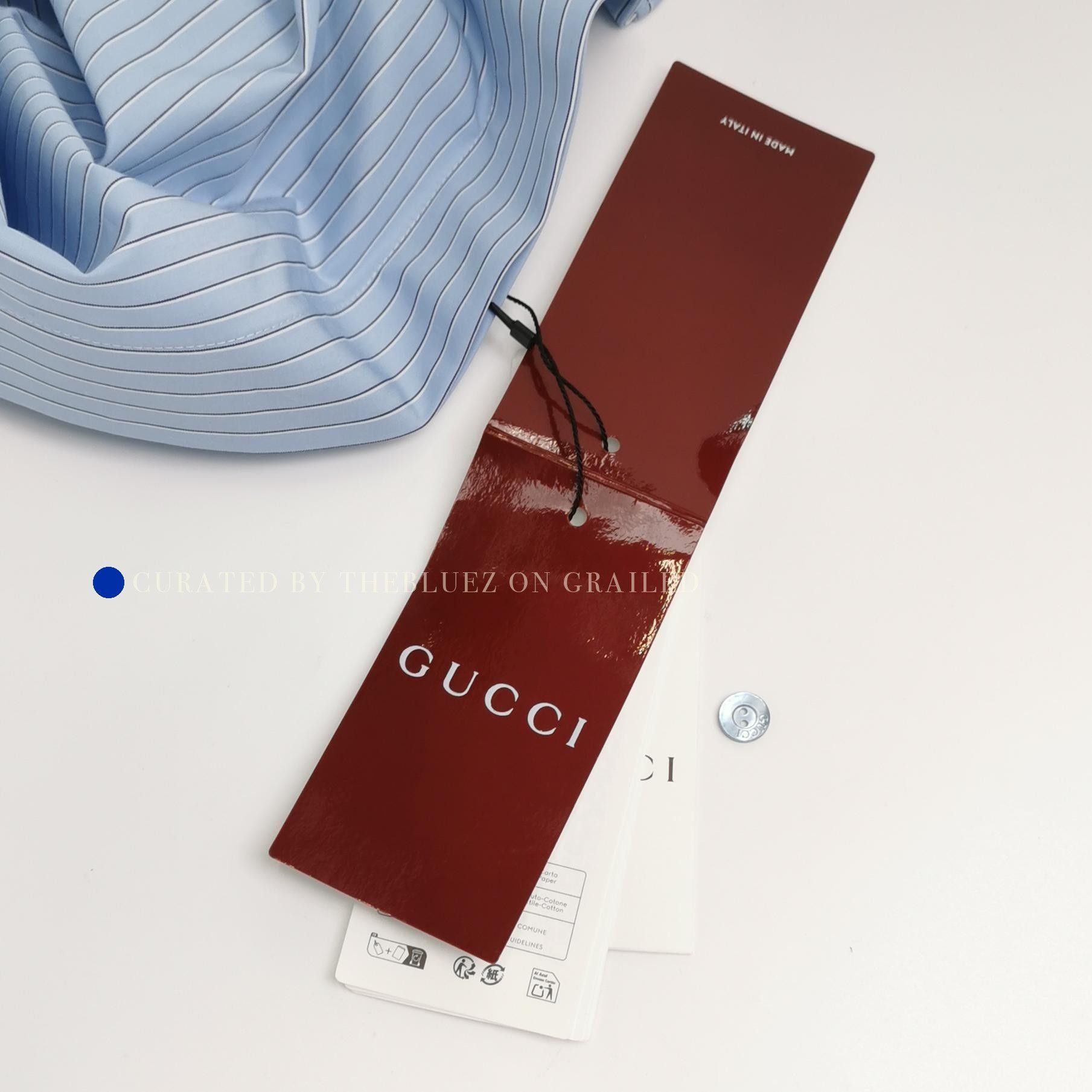Gucci Classic Striped Button Up Shirt in Blue Size US M / EU 48-50 / 2 - 4 Thumbnail
