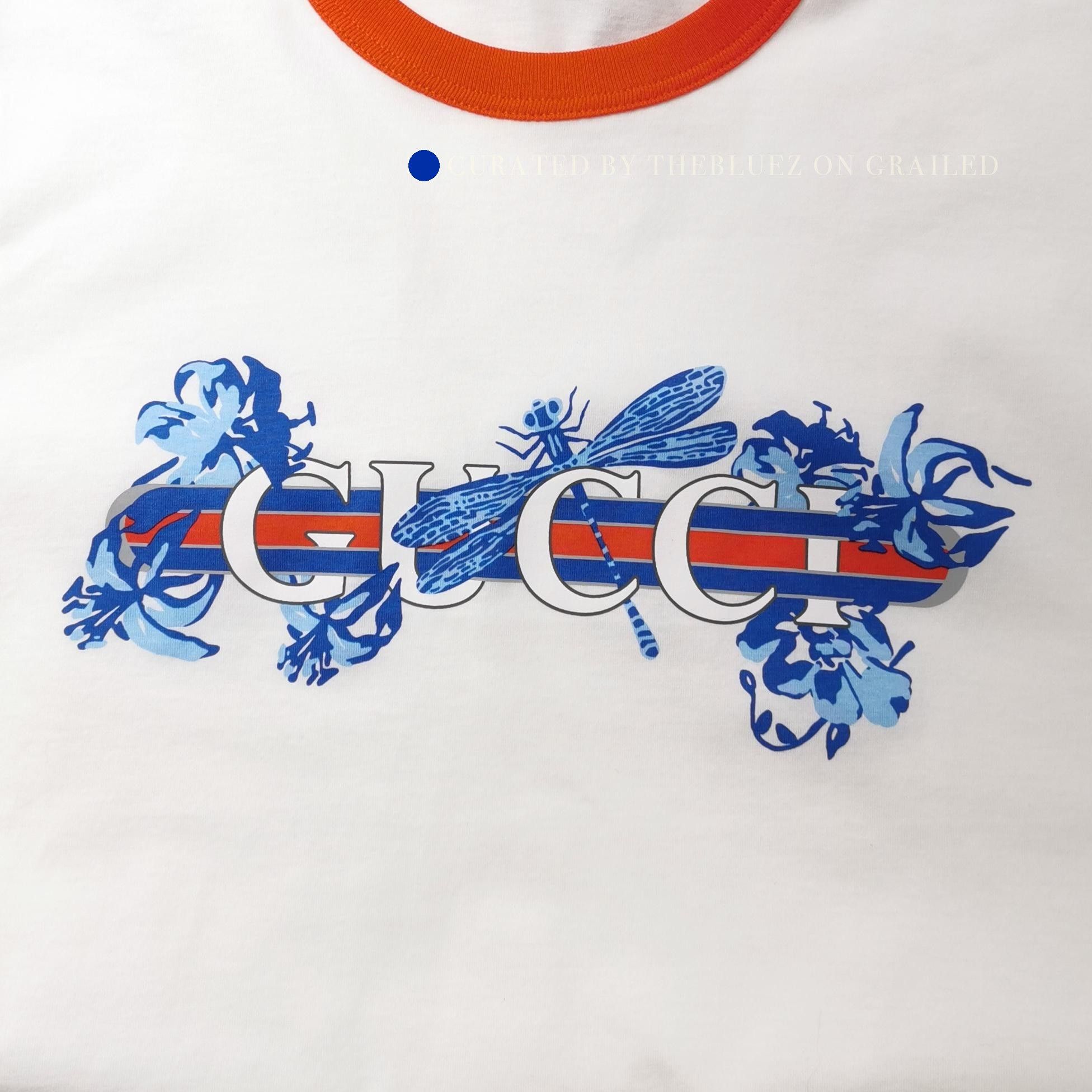 Gucci Dragonfly Logo T-Shirt in White Size US M / EU 48-50 / 2 - 3 Thumbnail