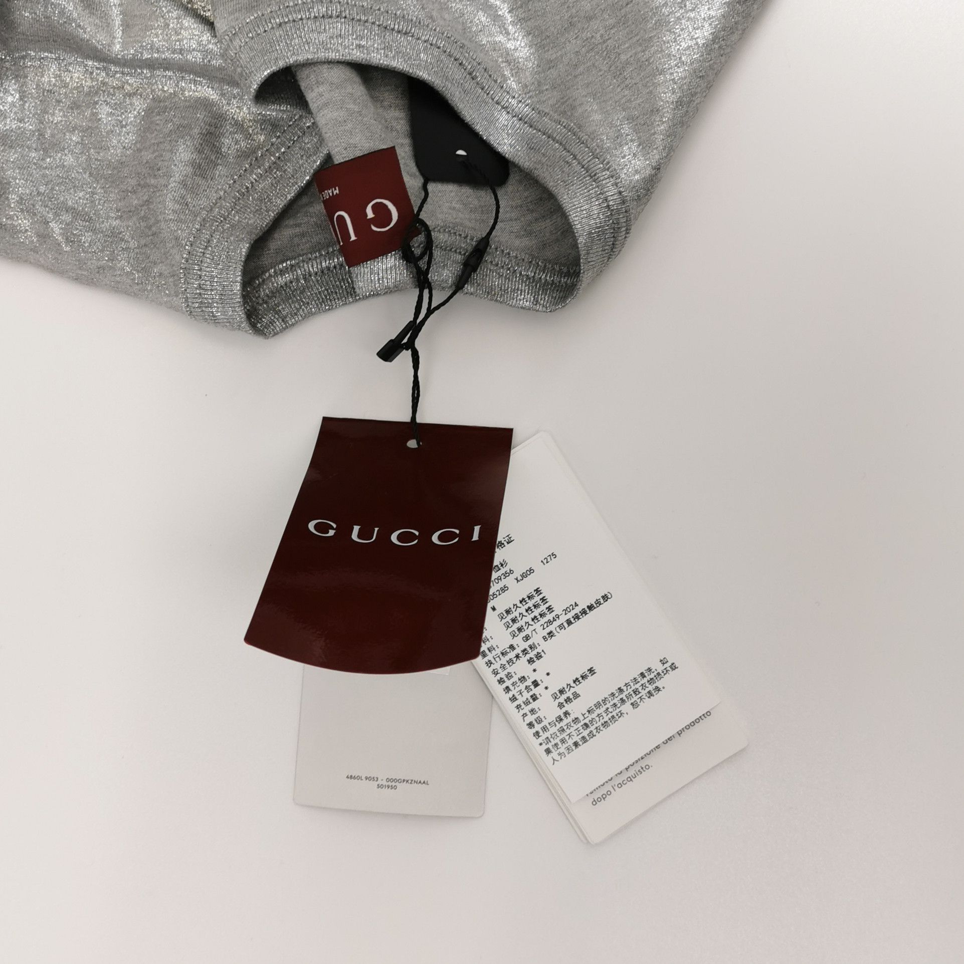 Gucci Metallic Logo T-Shirt in Gray Size US M / EU 48-50 / 2 - 4 Thumbnail