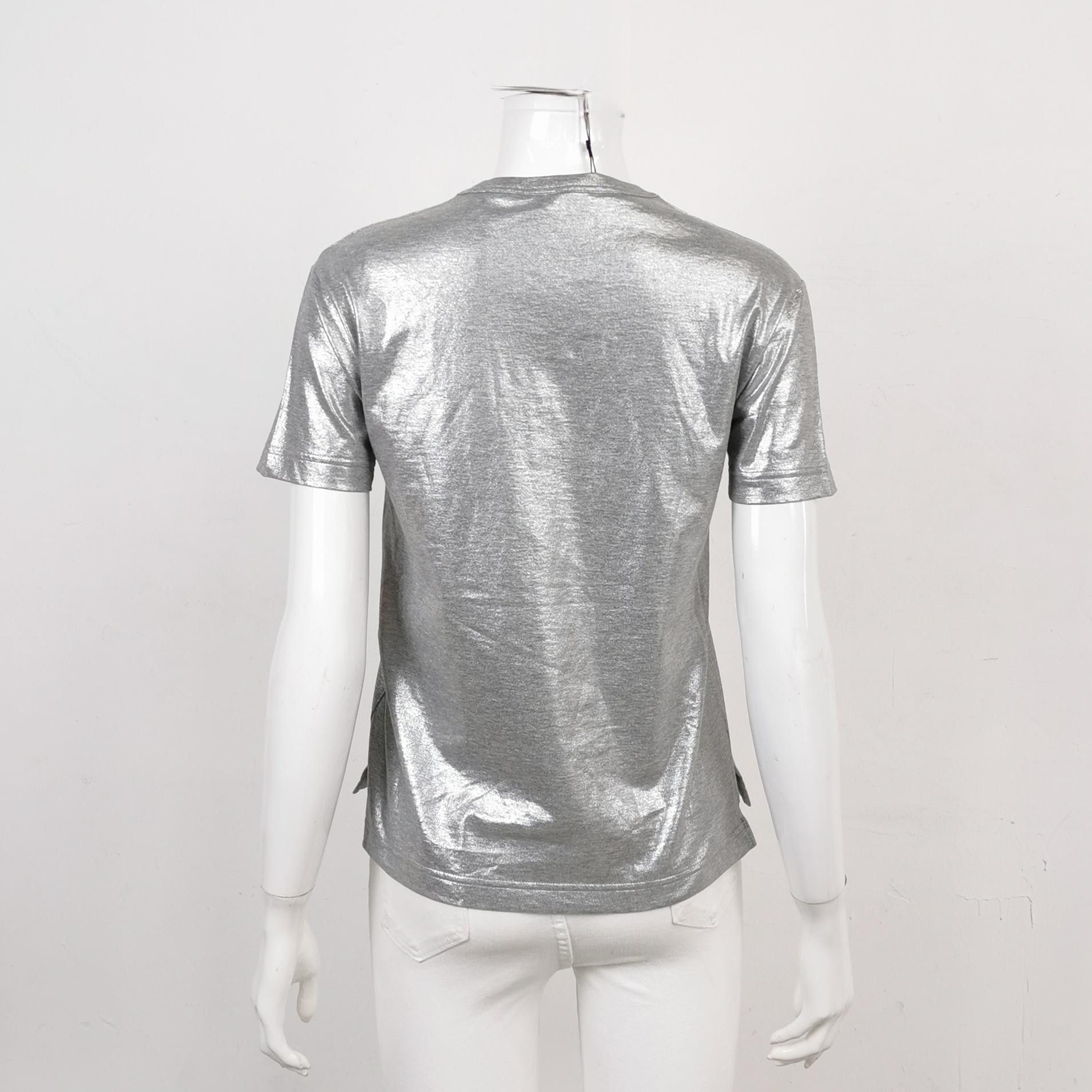 Gucci Metallic Logo T-Shirt in Gray Size US M / EU 48-50 / 2 - 2 Thumbnail