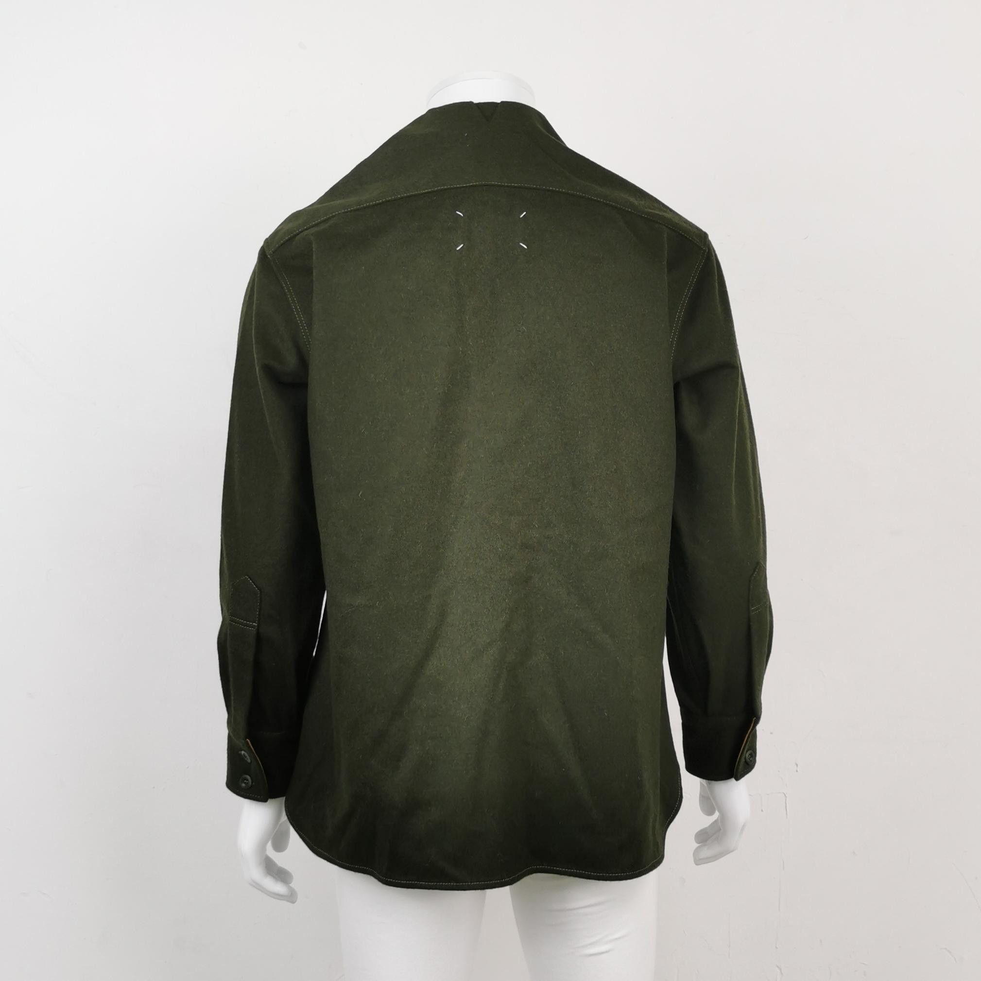Maison Margiela Elegant Green Wool Button-Up Shirt Size US L / EU 52-54 / 3 - 2 Thumbnail