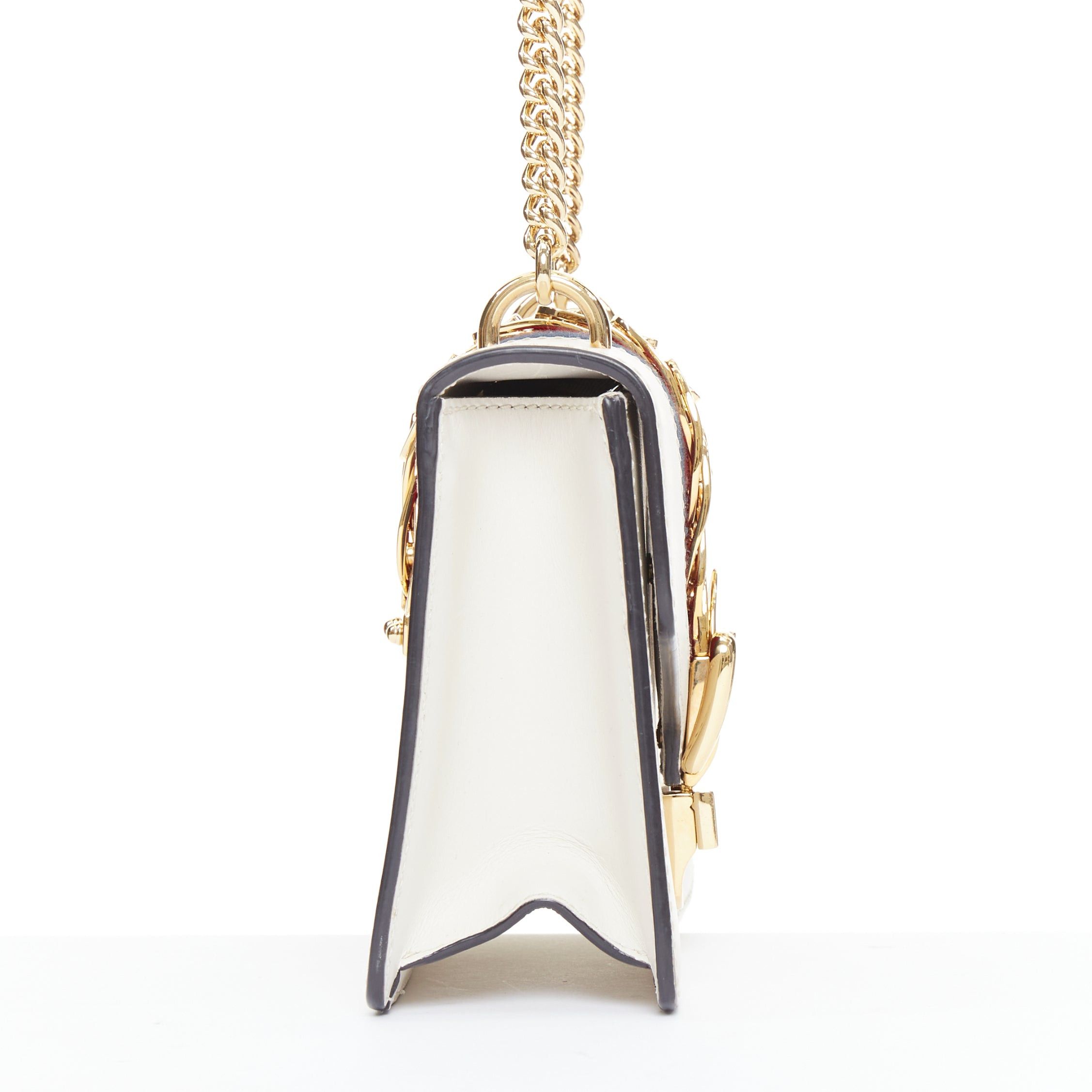 Gucci GUCCI Small Sylvie white calf leather navy red web stripe chain shoulder bag Size ONE SIZE - 4 Thumbnail