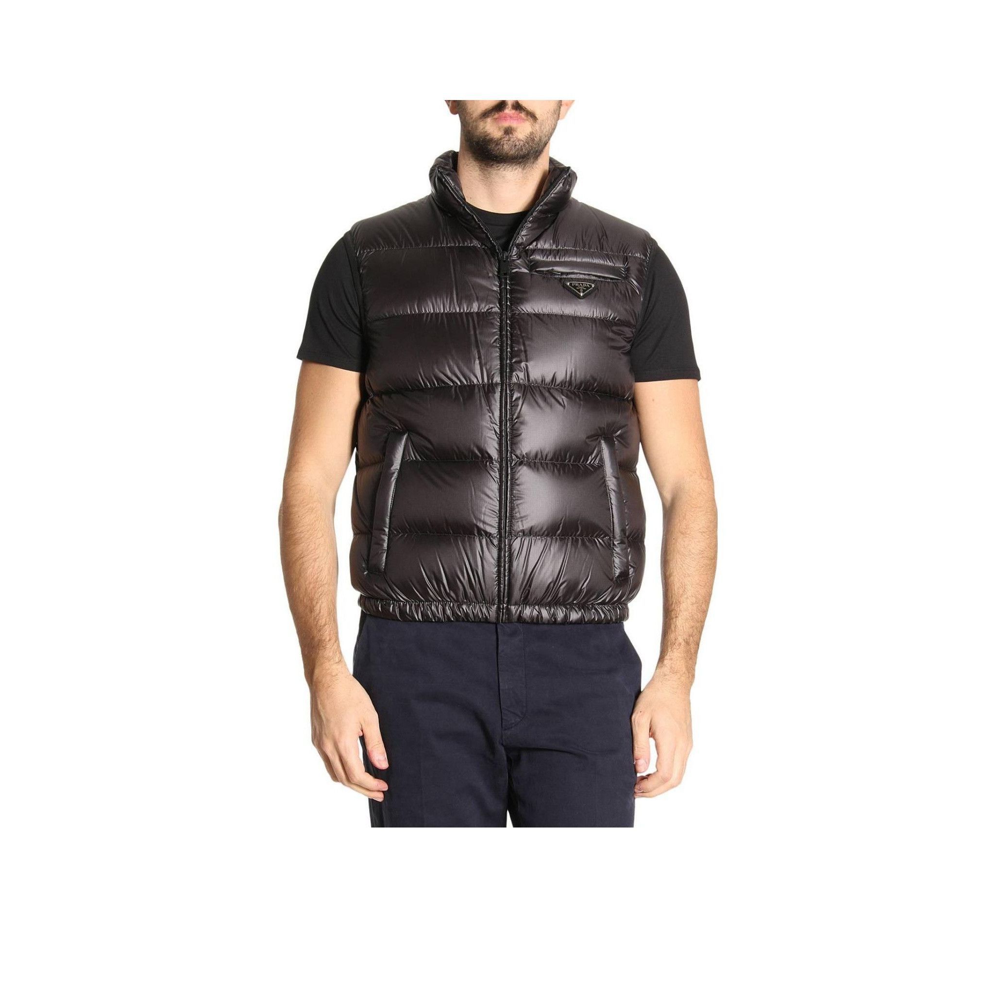 Prada Sleek Black Down Vest with Logo Plaque Size US M / EU 48-50 / 2 - 11 Thumbnail
