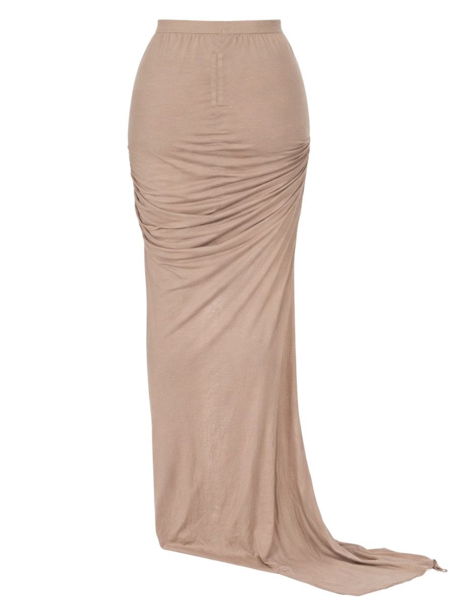 Rick Owens Drkshdw RICK OWENS DRKSHDW LONG SKIRT WITH SLIT - BEIGE Size 26" / US 2 / IT 38 - 3 Thumbnail