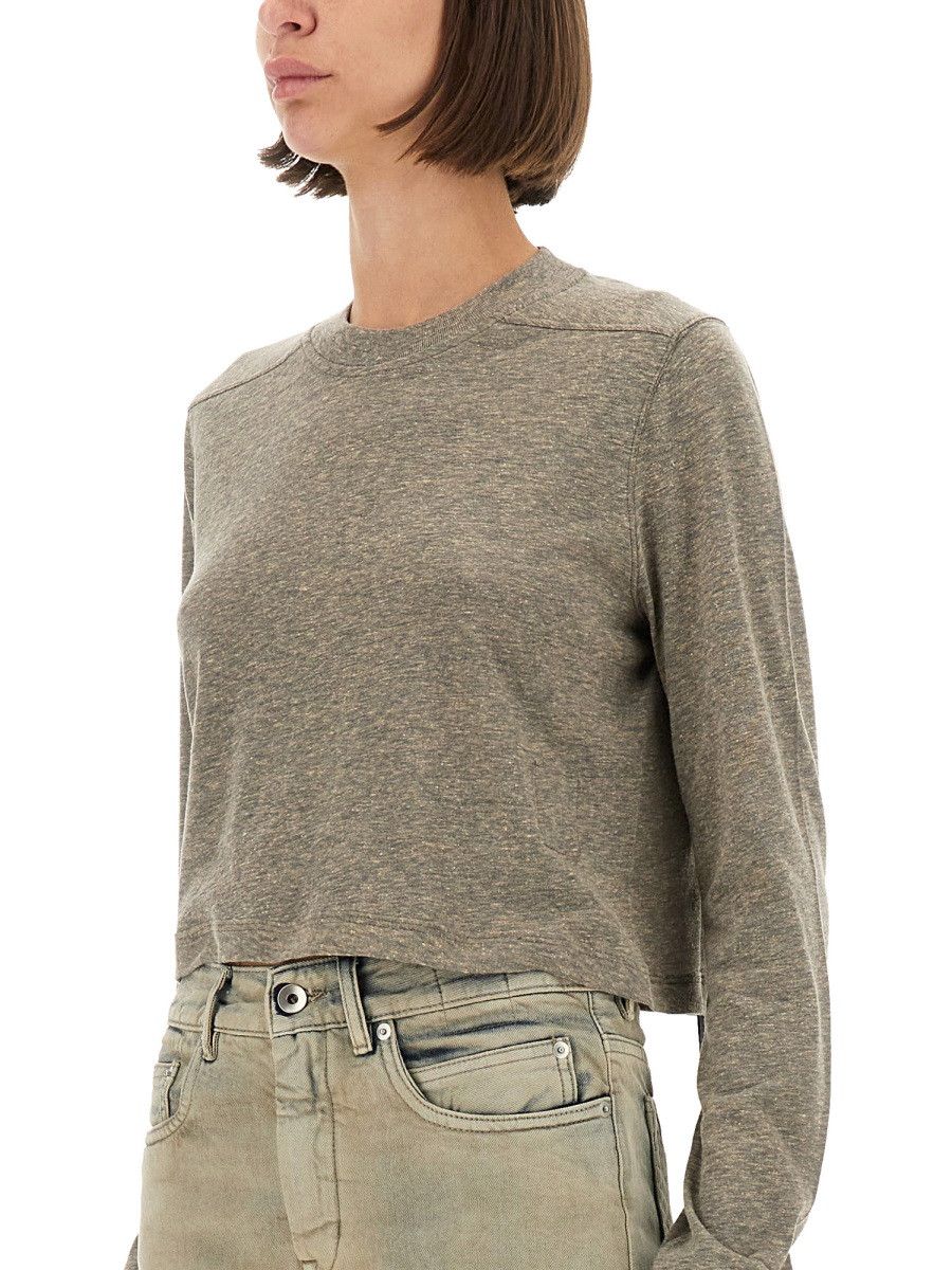 Rick Owens Drkshdw RICK OWENS DRKSHDW T-SHIRT "LS CROPPED SMALL LEVEL T" - GREY Size L / US 10 / IT 46 - 4 Thumbnail