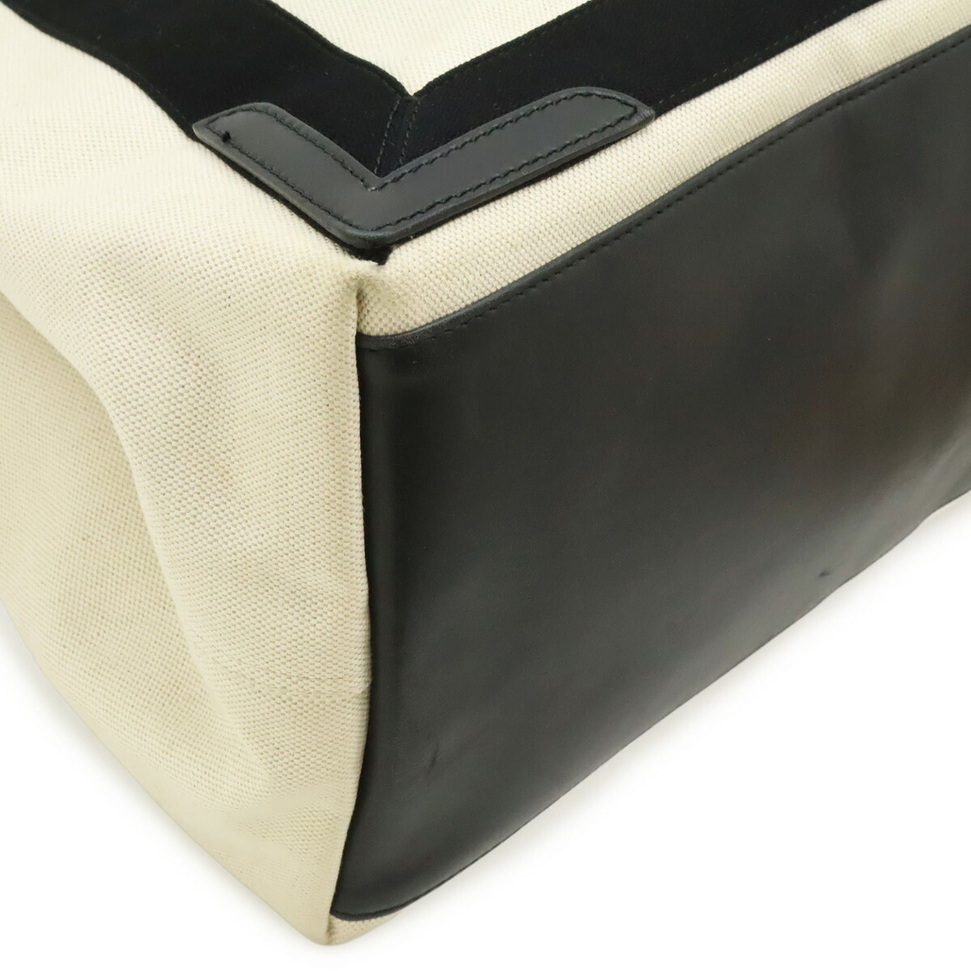 Balenciaga Balenciaga Navy Cabas M Tote Bag Shoulder Canvas Leather Natural Black 339936 Size ONE SIZE - 4 Thumbnail