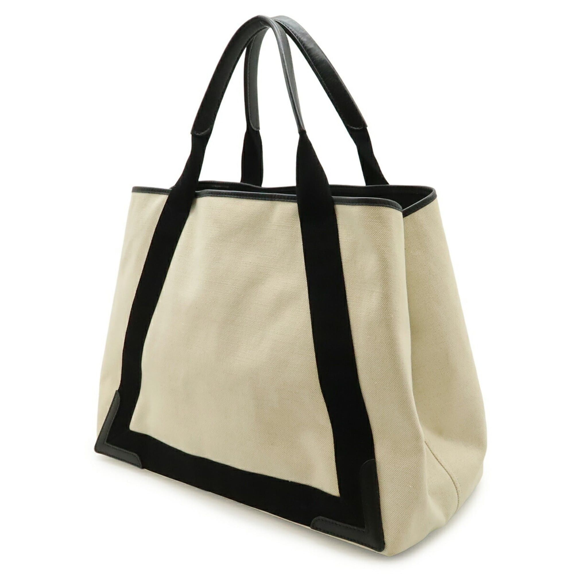 Balenciaga Balenciaga Navy Cabas M Tote Bag Shoulder Canvas Leather Natural Black 339936 Size ONE SIZE - 3 Thumbnail