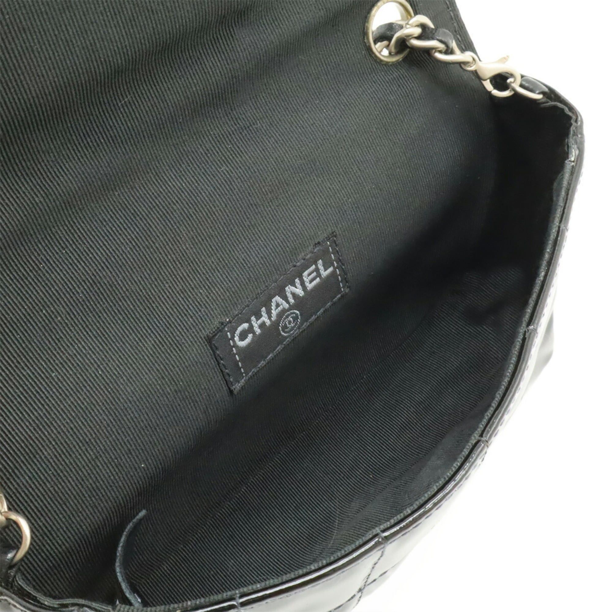 Chanel CHANEL 2.55 Chocolate Bar Chain Bag Shoulder Waist Pouch Enamel Patent Leather Black Size ONE SIZE - 7 Thumbnail