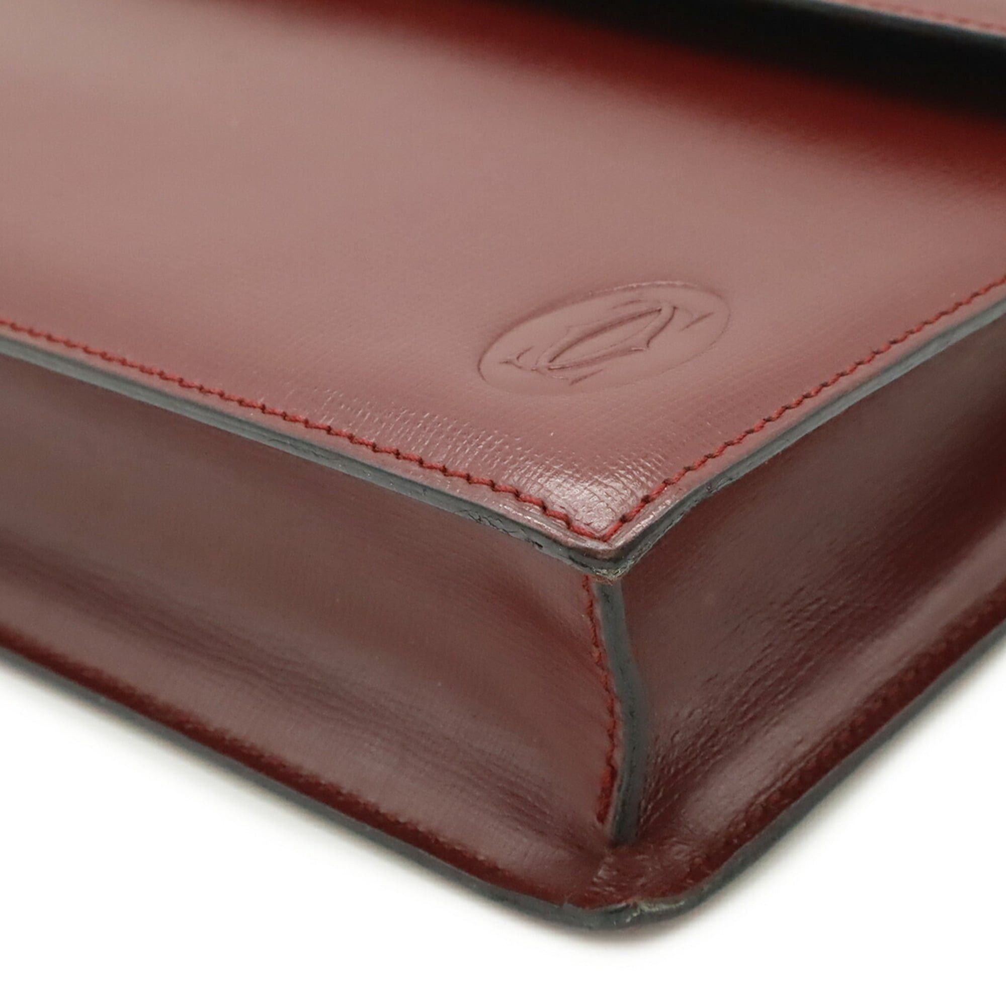 Cartier Cartier Must de Line Second Bag Clutch Leather Bordeaux Red Size ONE SIZE - 4 Thumbnail