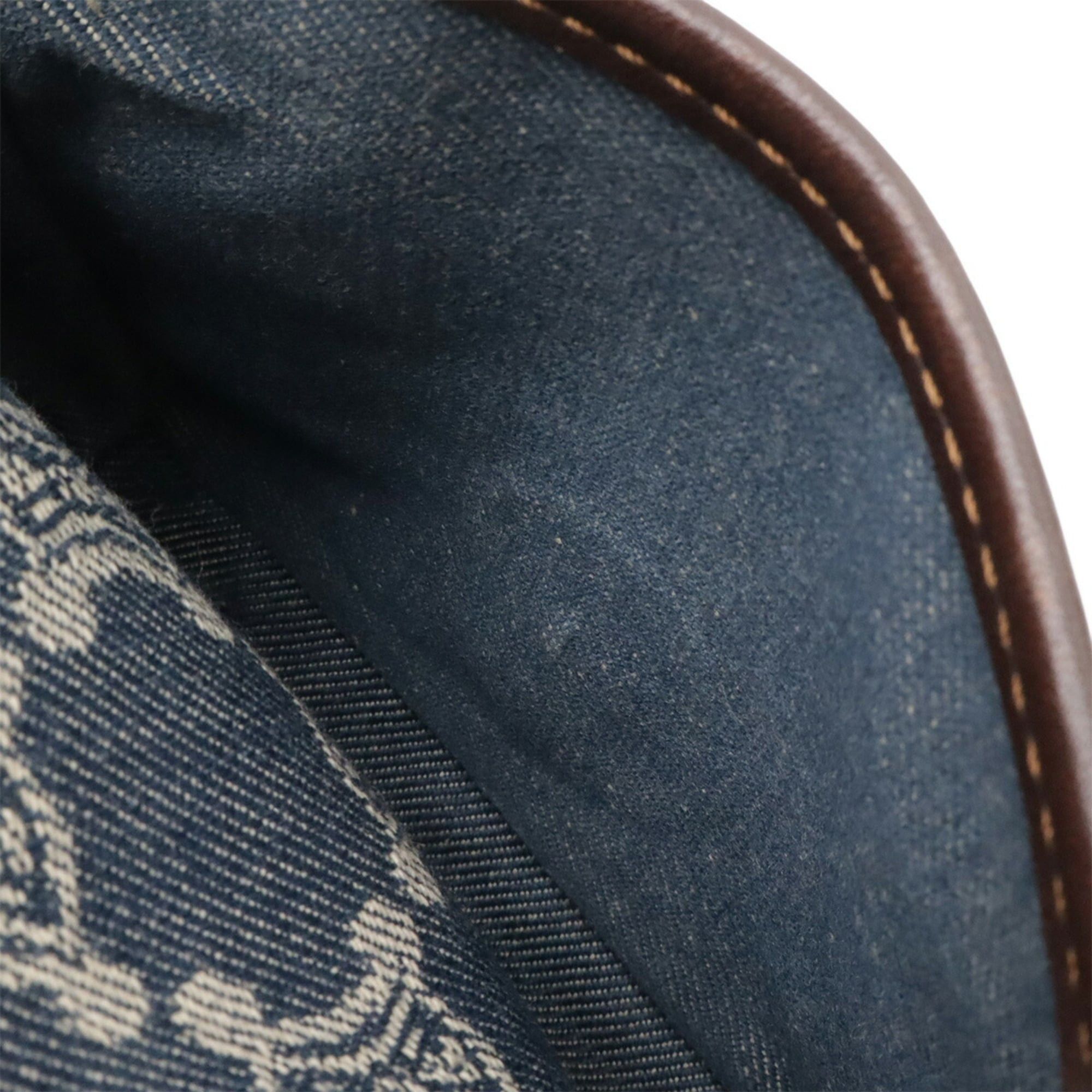 Celine CELINE Paris Macadam Shoulder Bag, Denim Canvas Leather, Blue Brown Size ONE SIZE - 10 Thumbnail