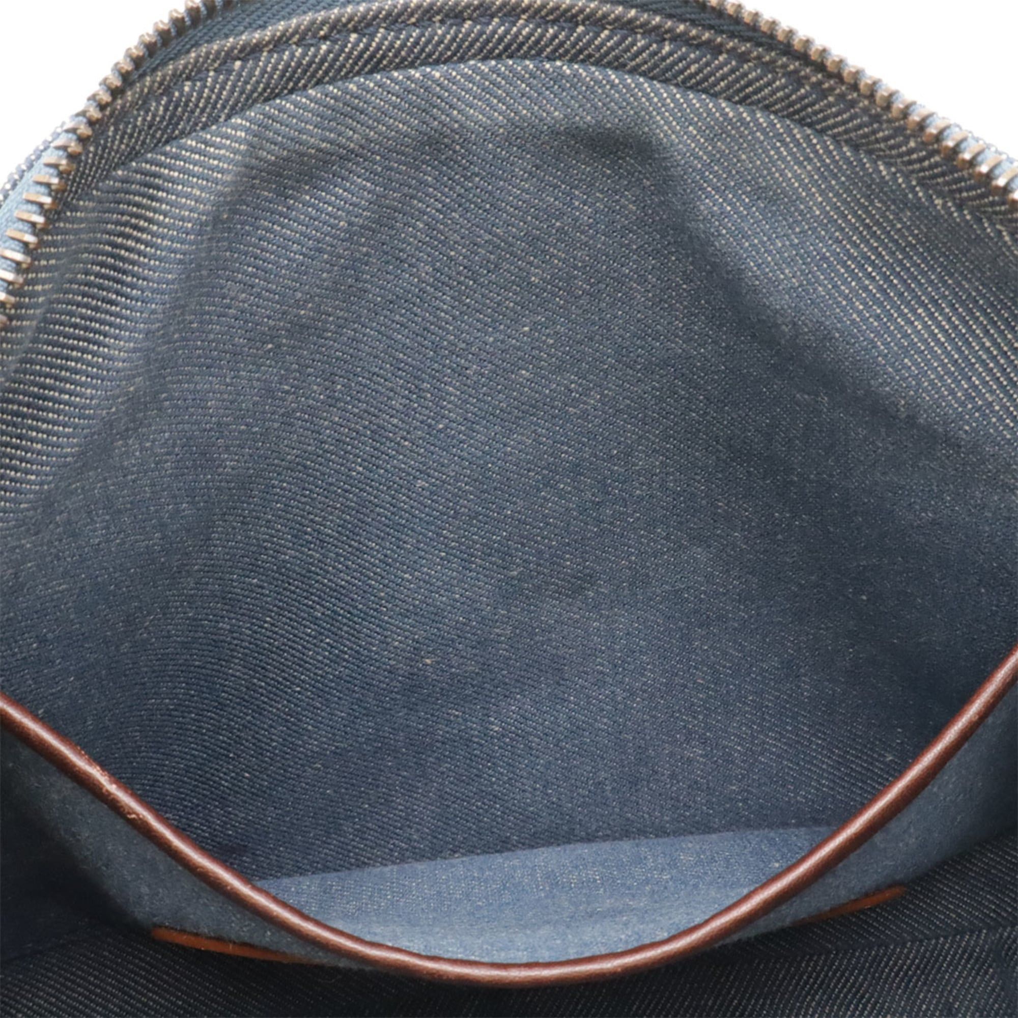 Celine CELINE Paris Macadam Shoulder Bag, Denim Canvas Leather, Blue Brown Size ONE SIZE - 9 Thumbnail