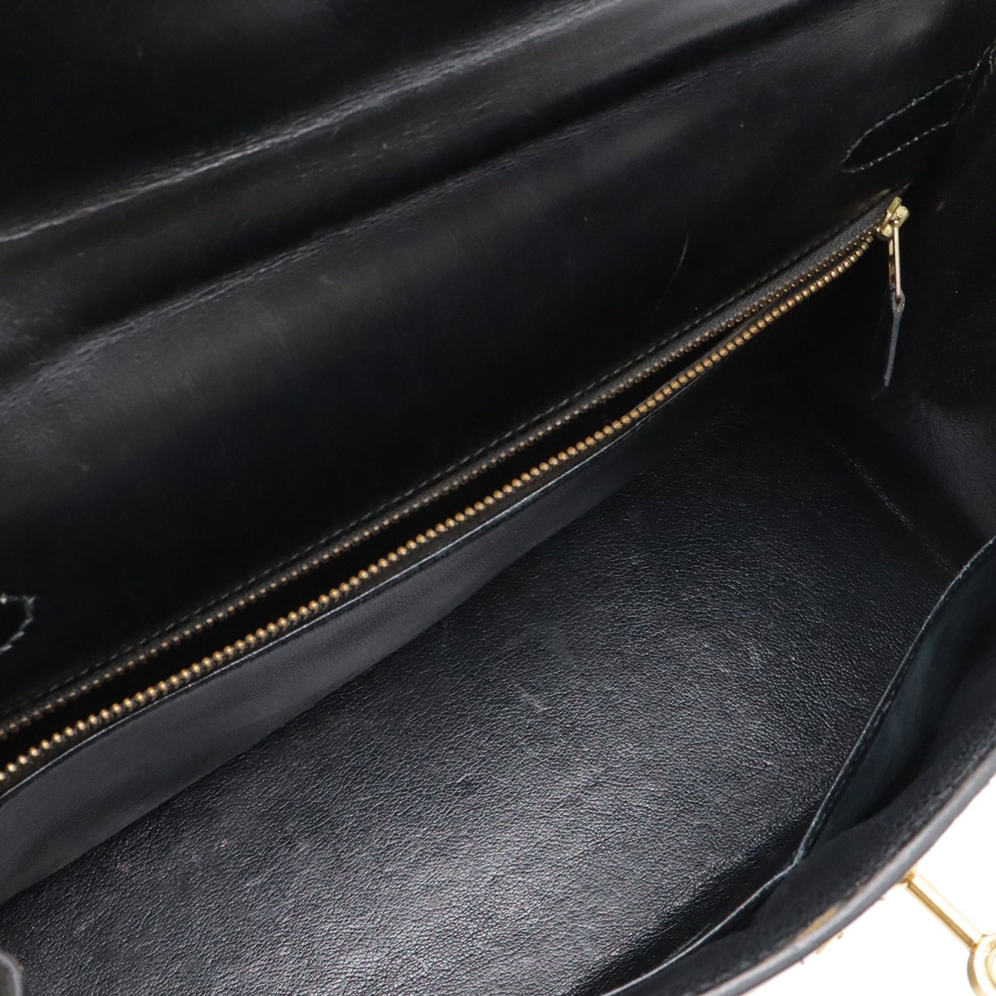 Hermes HERMES Kelly 32 handbag, external stitching, box calf leather, black, with "T" stamp. Size ONE SIZE - 8 Thumbnail