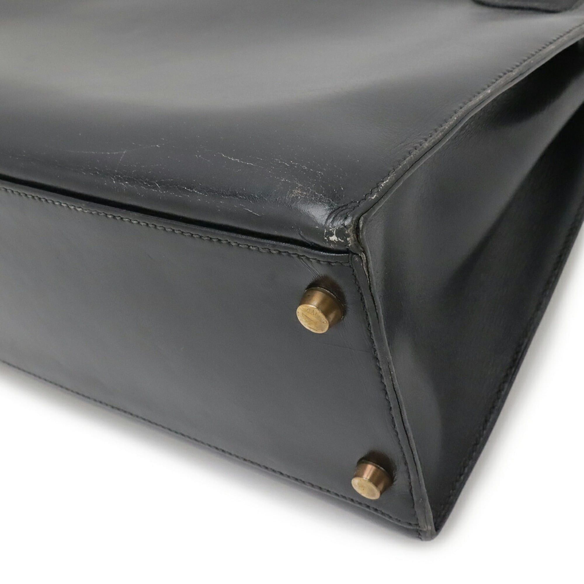 Hermes HERMES Kelly 32 handbag, external stitching, box calf leather, black, with "T" stamp. Size ONE SIZE - 4 Thumbnail