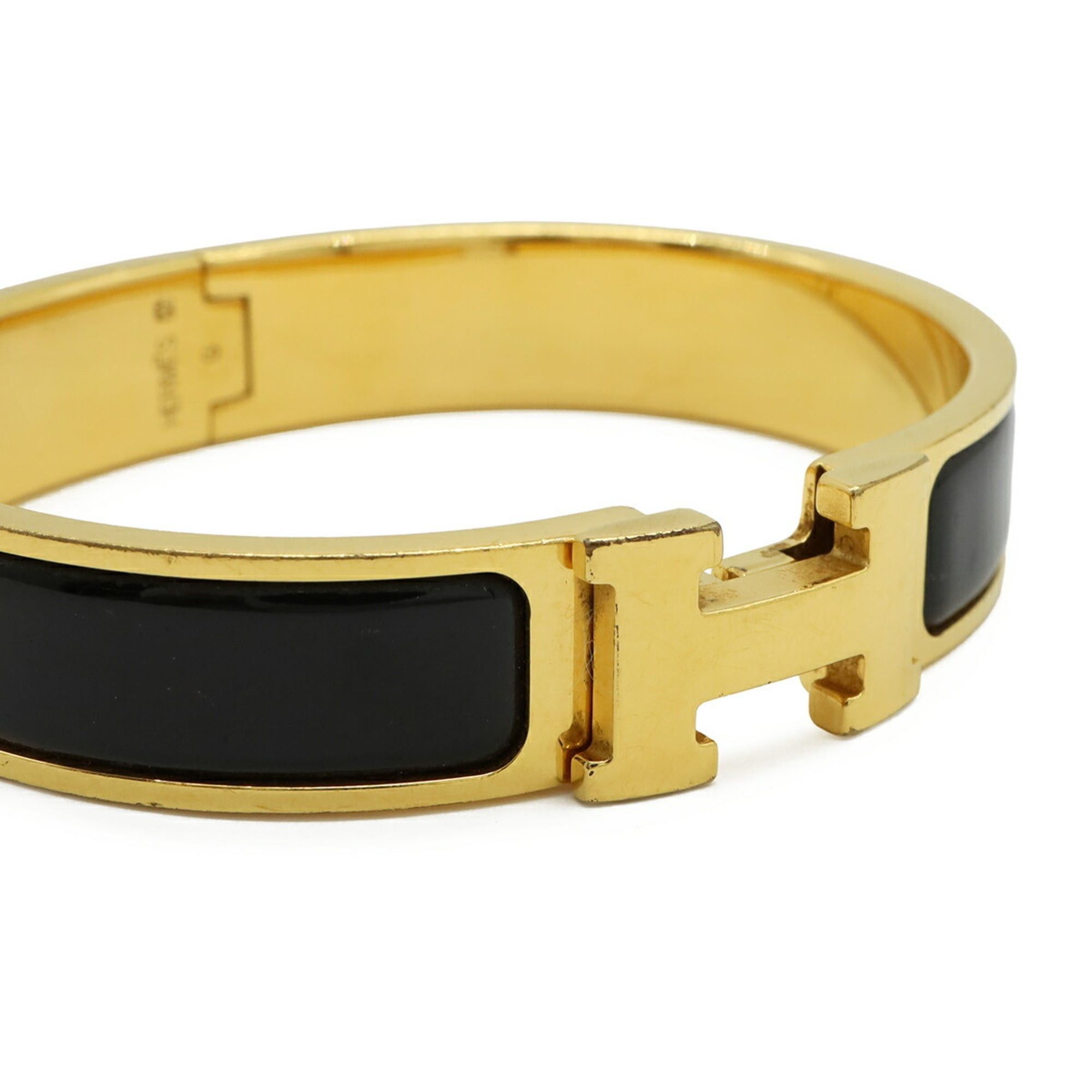 Hermes HERMES Click H PM Bracelet Bangle Enamel GP Gold Plated Black Size ONE SIZE - 4 Thumbnail