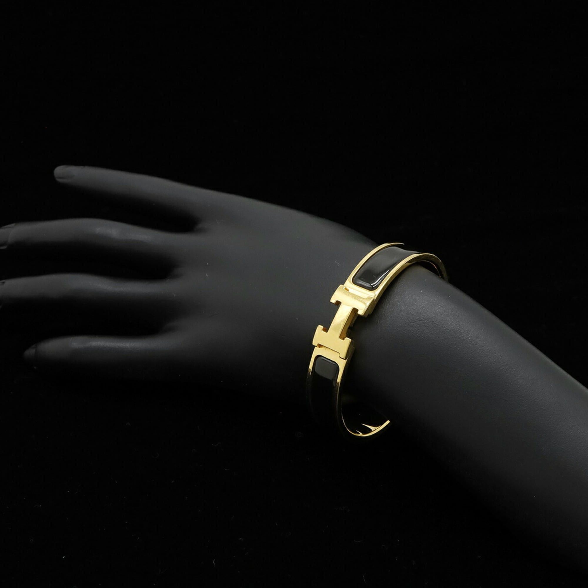 Hermes HERMES Click H PM Bracelet Bangle Enamel GP Gold Plated Black Size ONE SIZE - 7 Thumbnail
