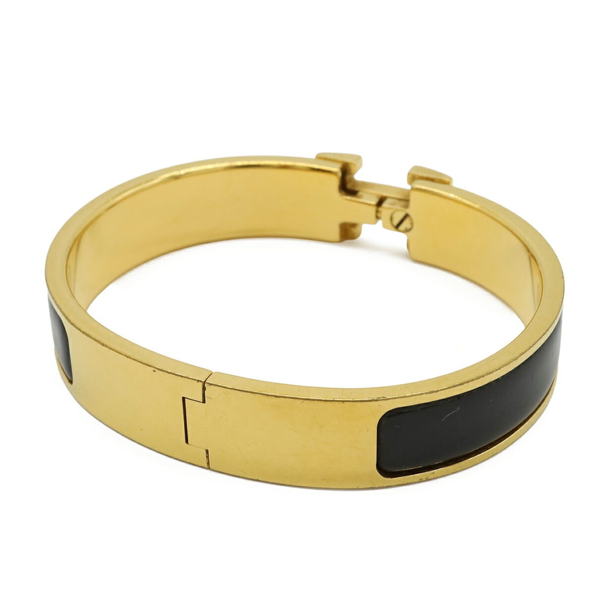 Hermes HERMES Click H PM Bracelet Bangle Enamel GP Gold Plated Black Size ONE SIZE - 3 Thumbnail