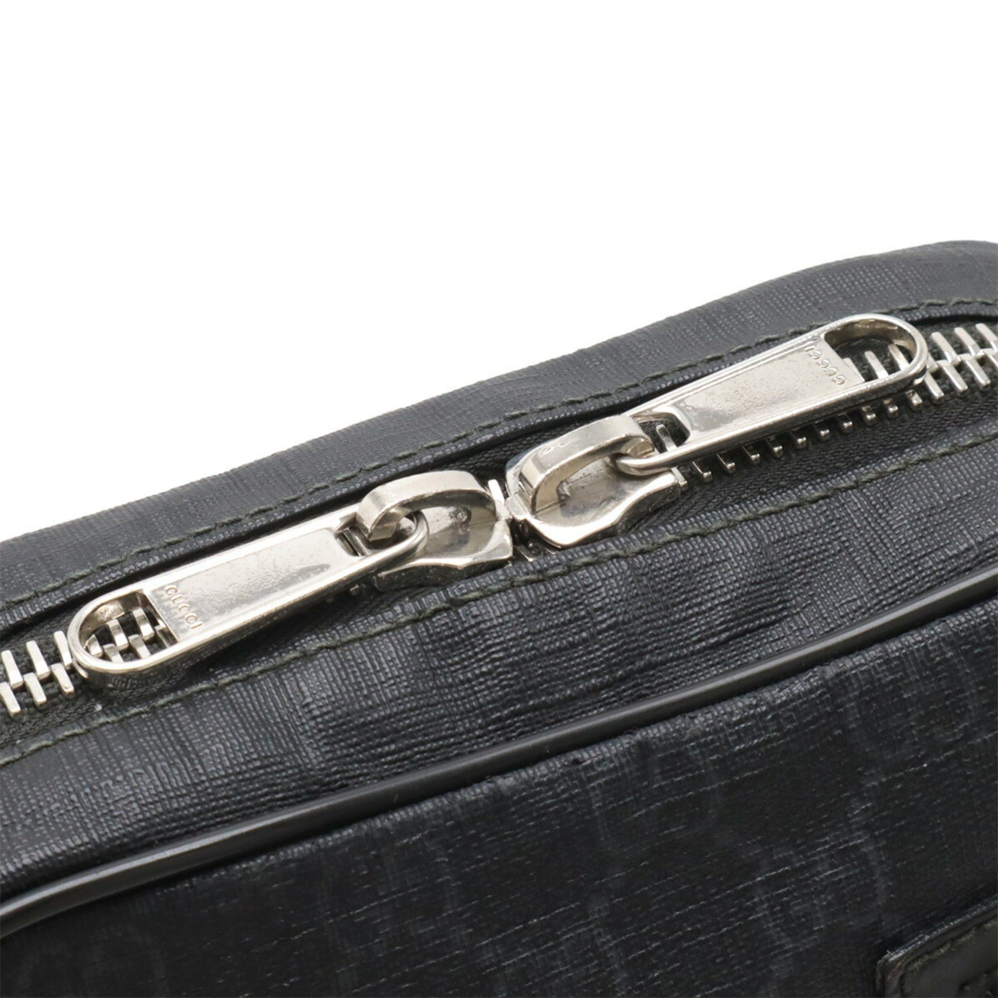 Gucci GUCCI GG Supreme Web Stripe Body Bag Sling Shoulder Leather Black Gray 478325 Size ONE SIZE - 7 Thumbnail