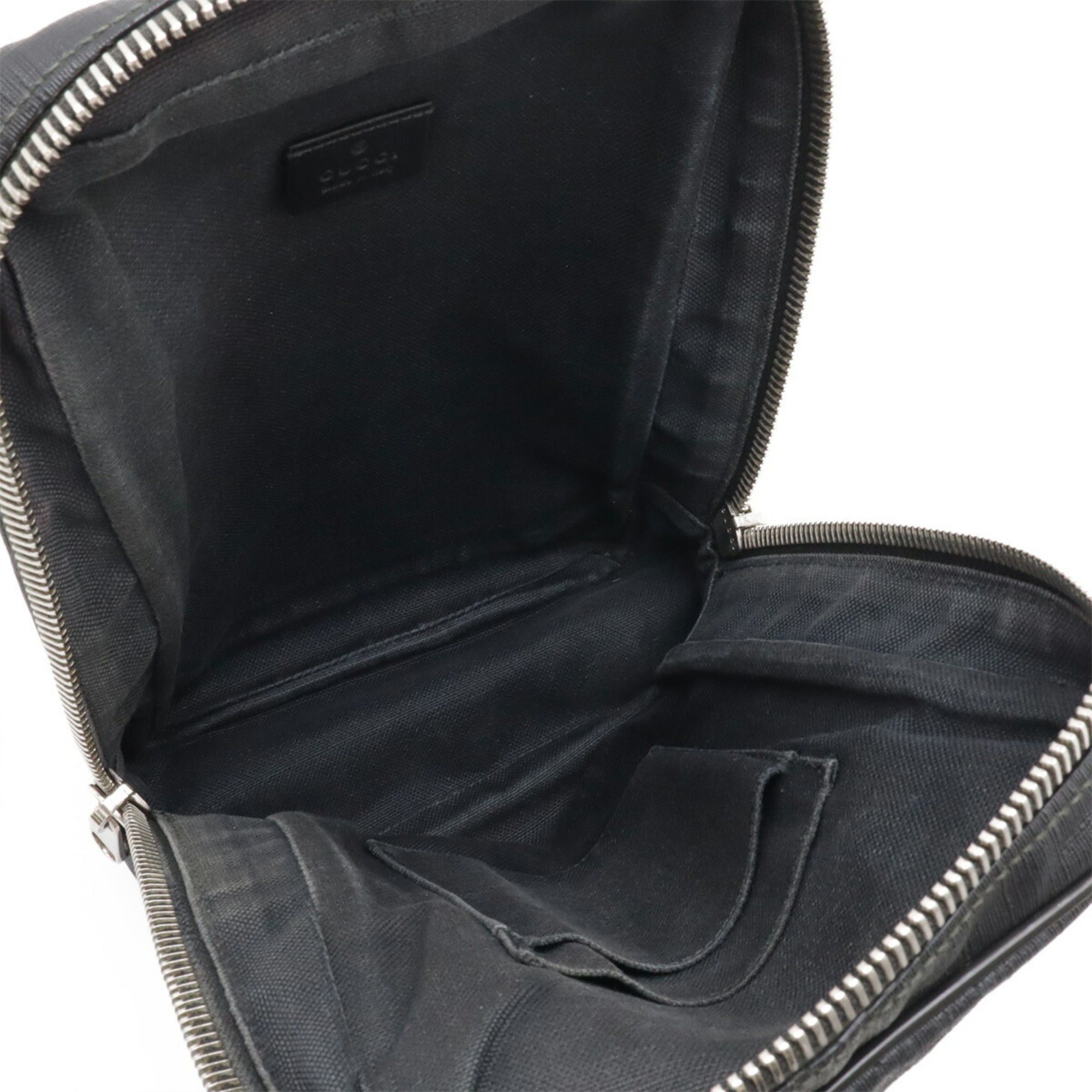 Gucci GUCCI GG Supreme Web Stripe Body Bag Sling Shoulder Leather Black Gray 478325 Size ONE SIZE - 9 Thumbnail