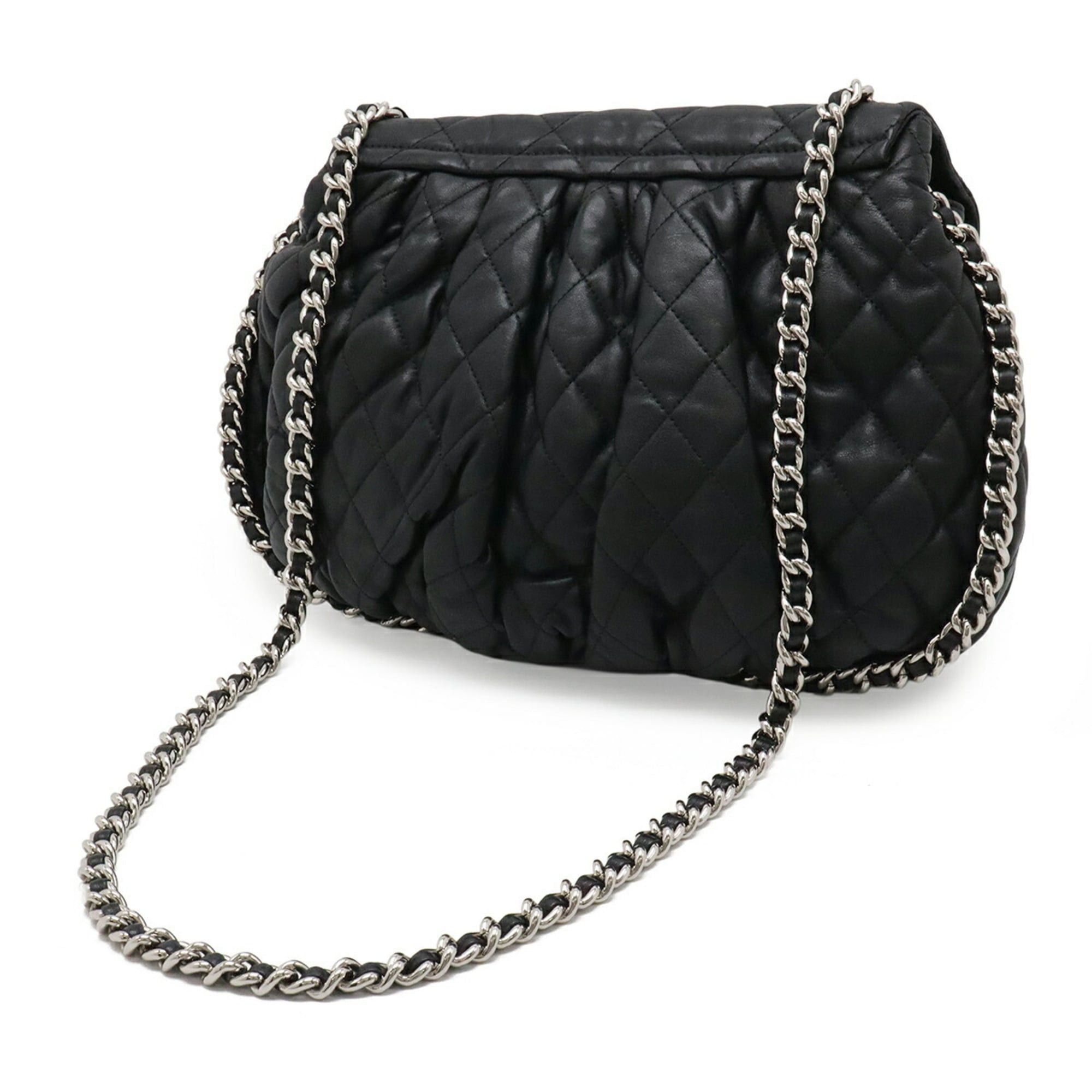 Chanel CHANEL Matelassé Chain Around Coco Mark Shoulder Bag, Leather, Black, A49889 Size ONE SIZE - 3 Thumbnail
