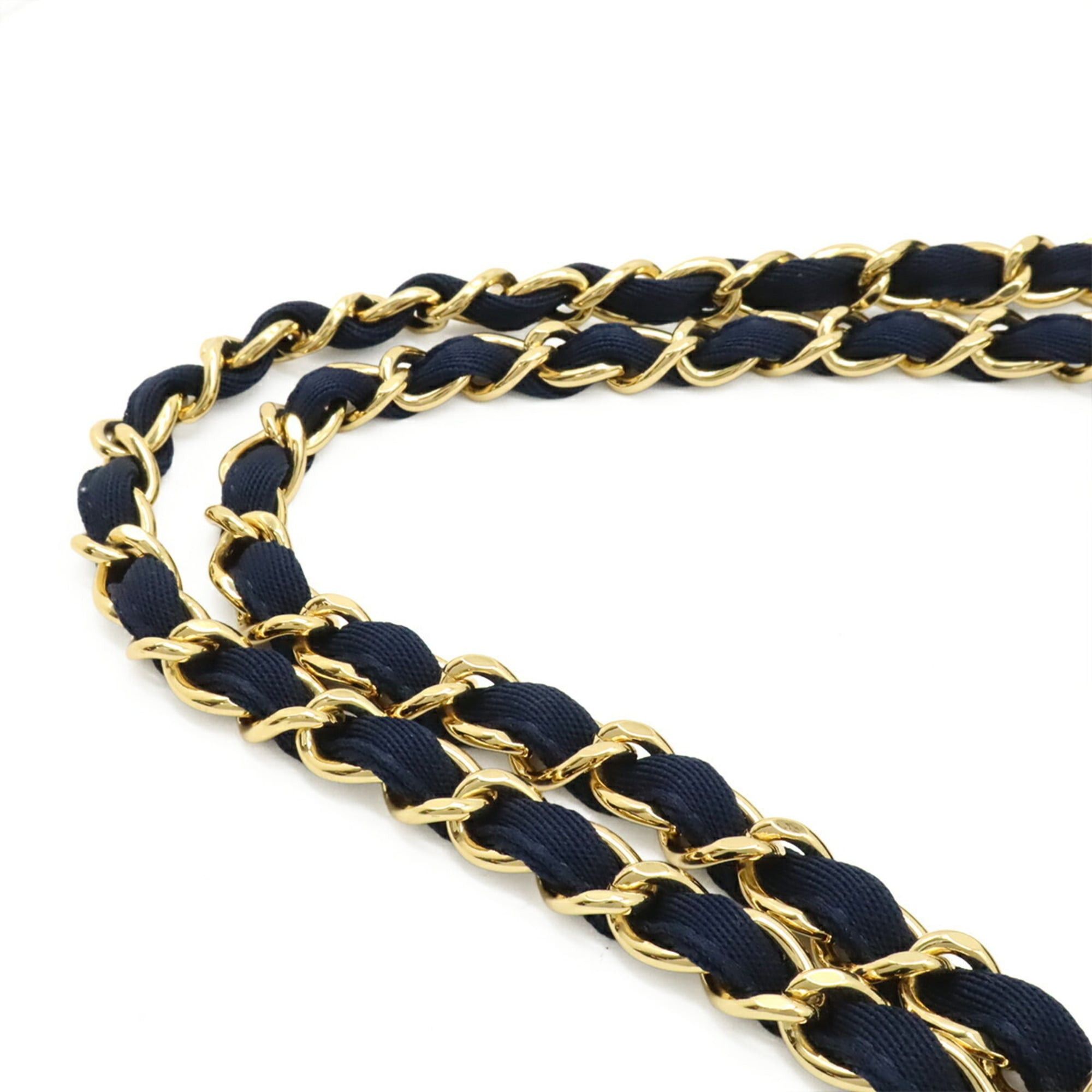 Chanel CHANEL Deauville Tote MM Medium Bag Shoulder Chain Denim Navy A67001 Size ONE SIZE - 7 Thumbnail
