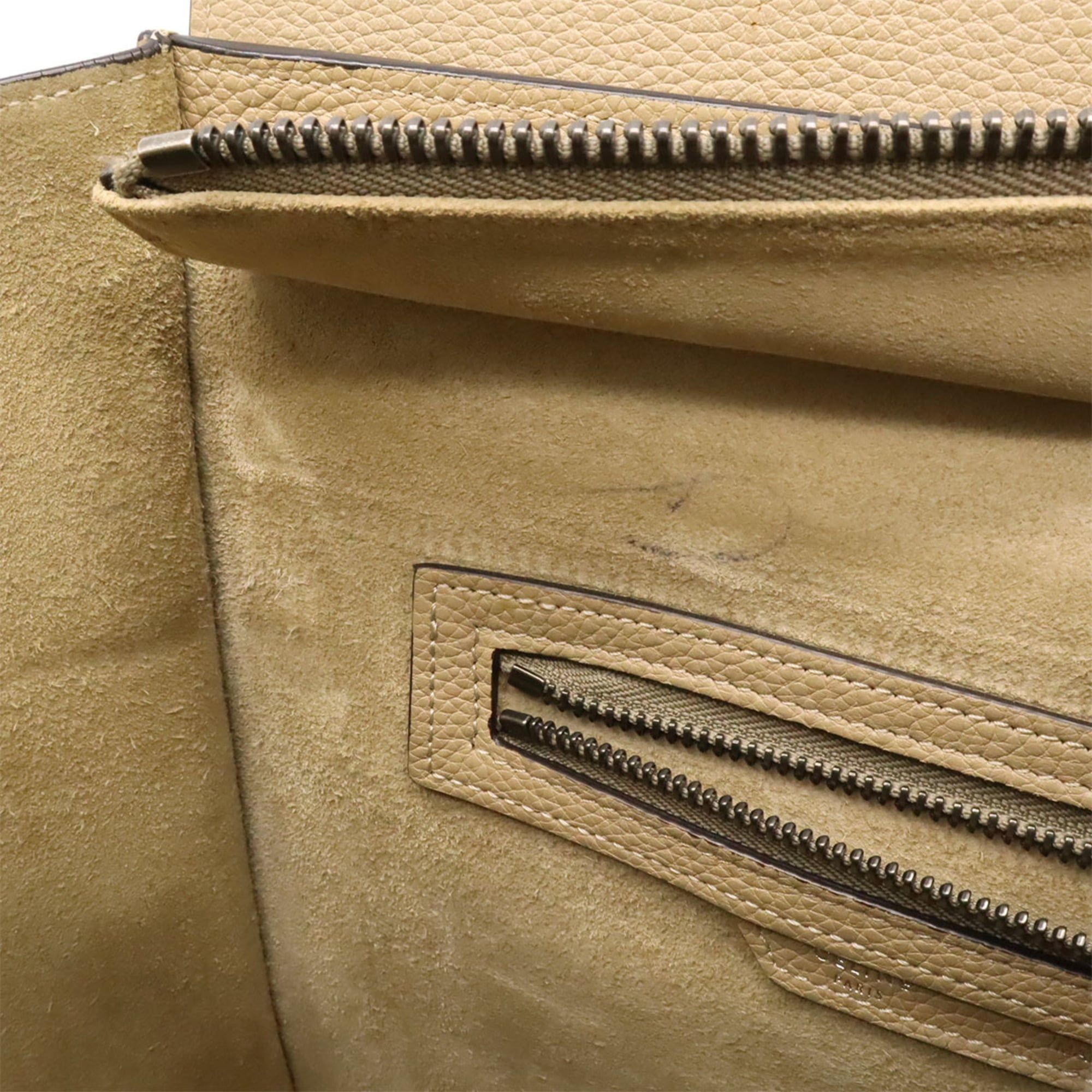 Celine CELINE Luggage Micro Shopper Tote Bag Handbag Leather Beige 189793 Size ONE SIZE - 8 Thumbnail