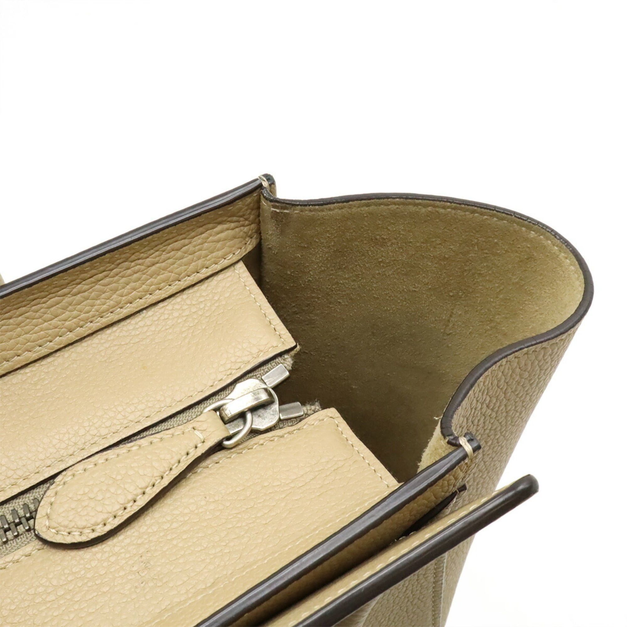 Celine CELINE Luggage Micro Shopper Tote Bag Handbag Leather Beige 189793 Size ONE SIZE - 6 Thumbnail