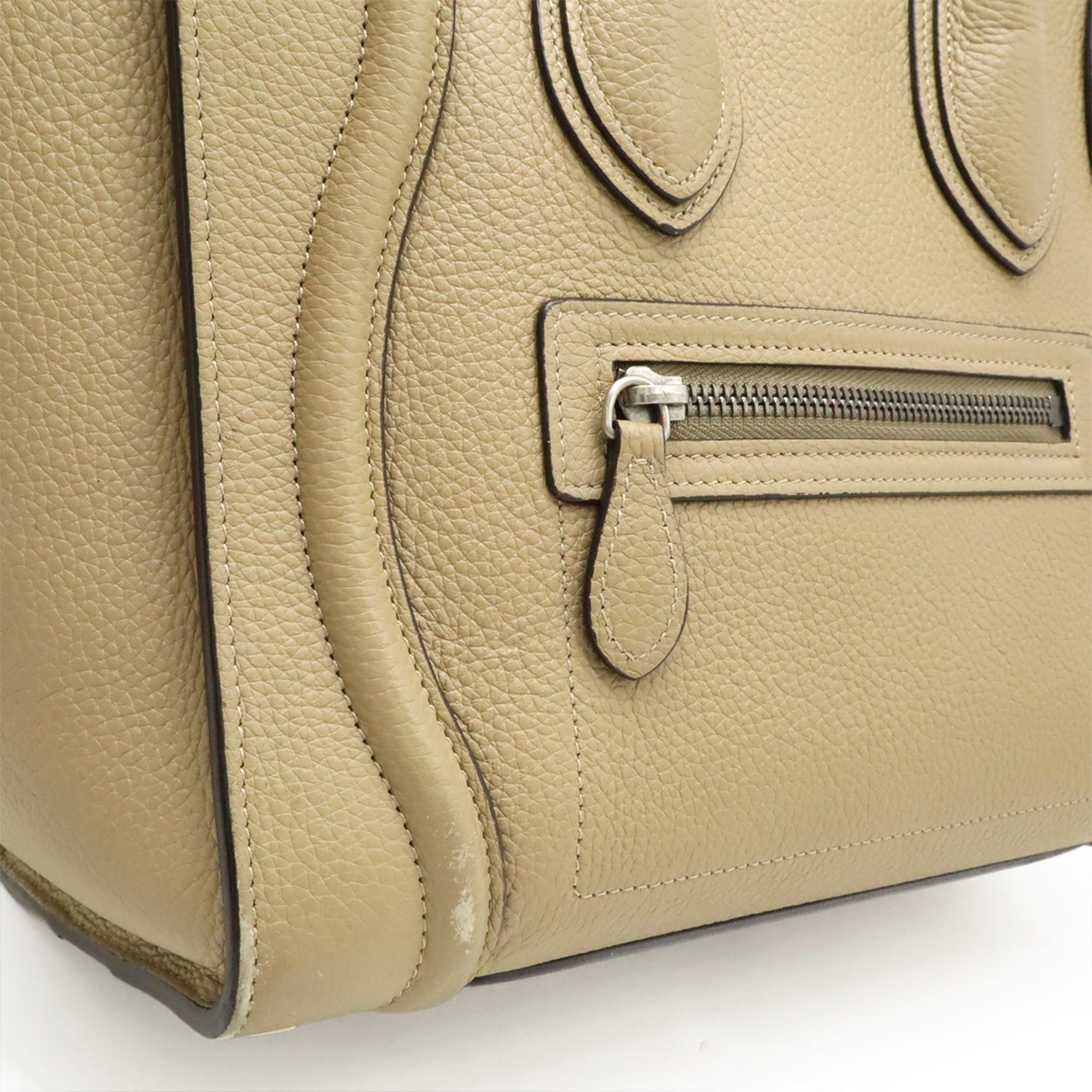 Celine CELINE Luggage Micro Shopper Tote Bag Handbag Leather Beige 189793 Size ONE SIZE - 10 Thumbnail