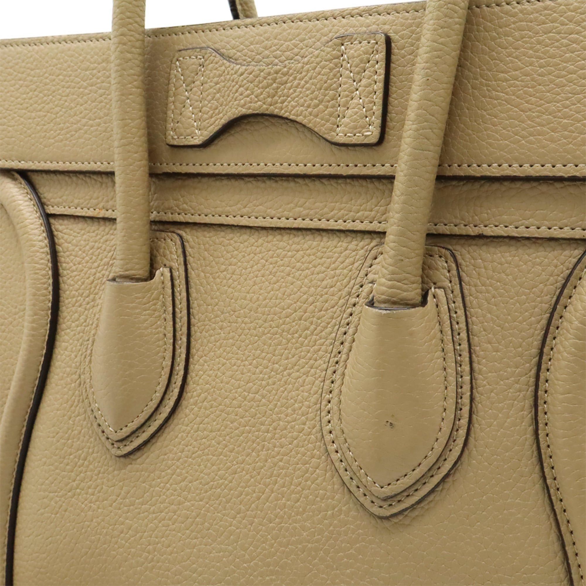 Celine CELINE Luggage Micro Shopper Tote Bag Handbag Leather Beige 189793 Size ONE SIZE - 9 Thumbnail