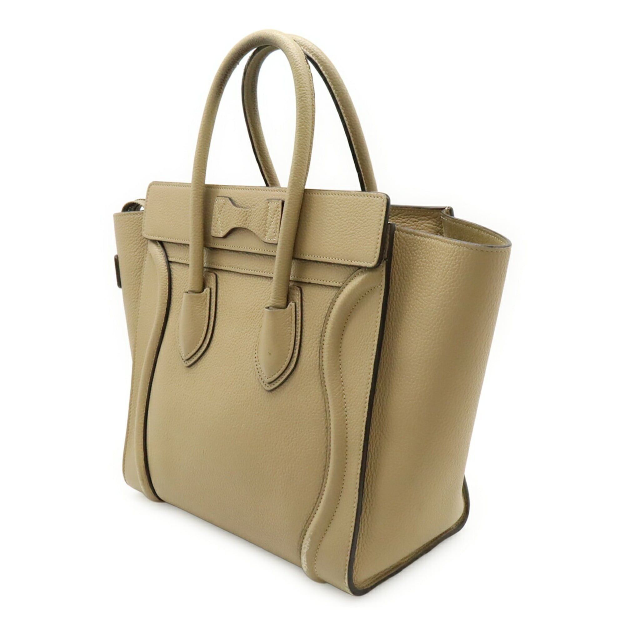 Celine CELINE Luggage Micro Shopper Tote Bag Handbag Leather Beige 189793 Size ONE SIZE - 3 Thumbnail