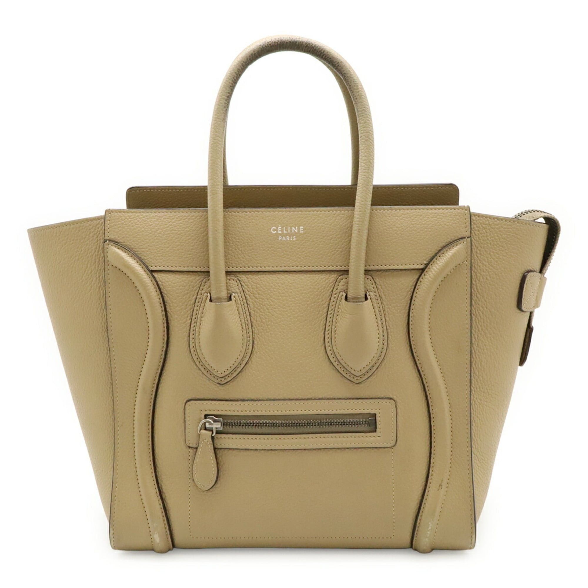 Celine CELINE Luggage Micro Shopper Tote Bag Handbag Leather Beige 189793 Size ONE SIZE - 2 Thumbnail