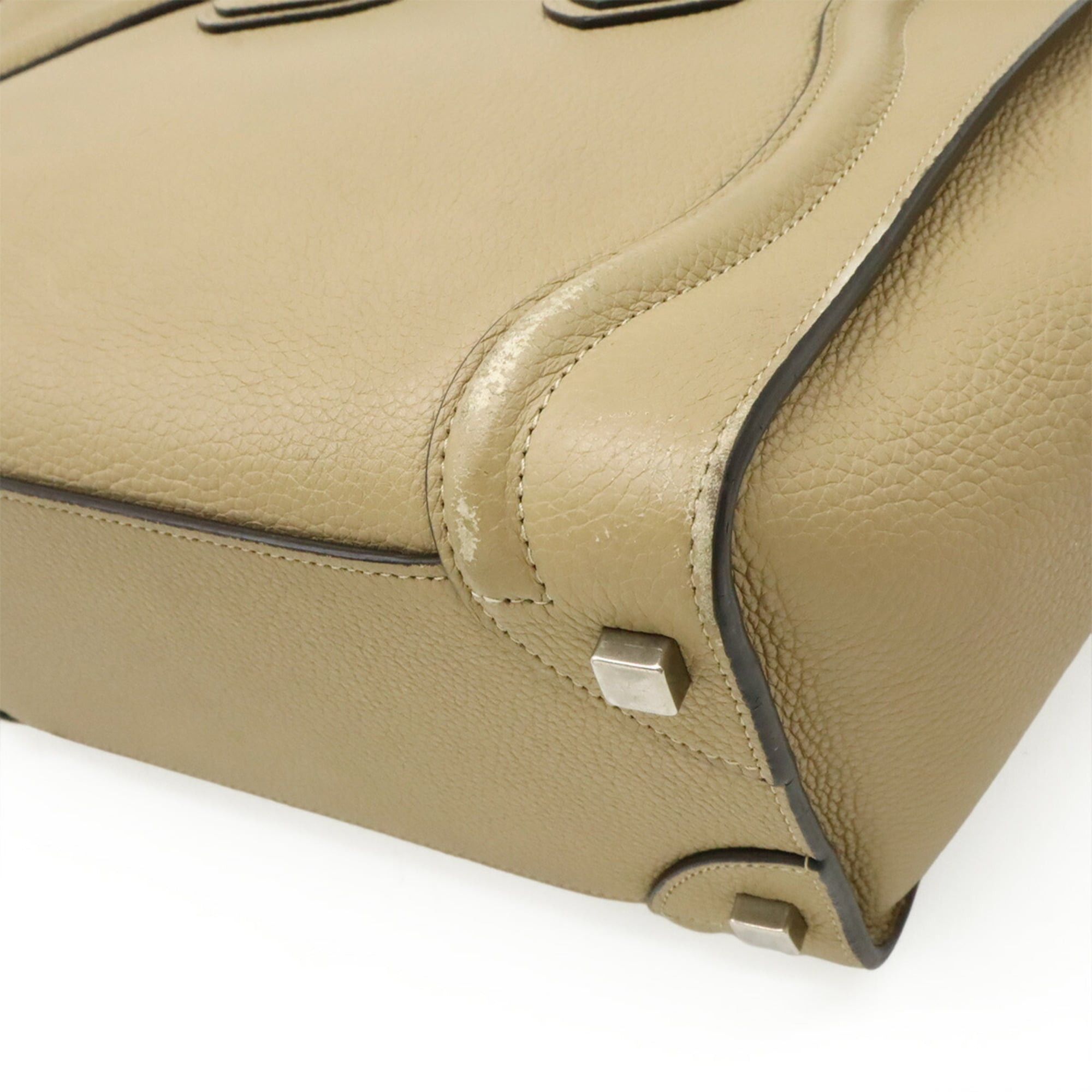 Celine CELINE Luggage Micro Shopper Tote Bag Handbag Leather Beige 189793 Size ONE SIZE - 4 Thumbnail