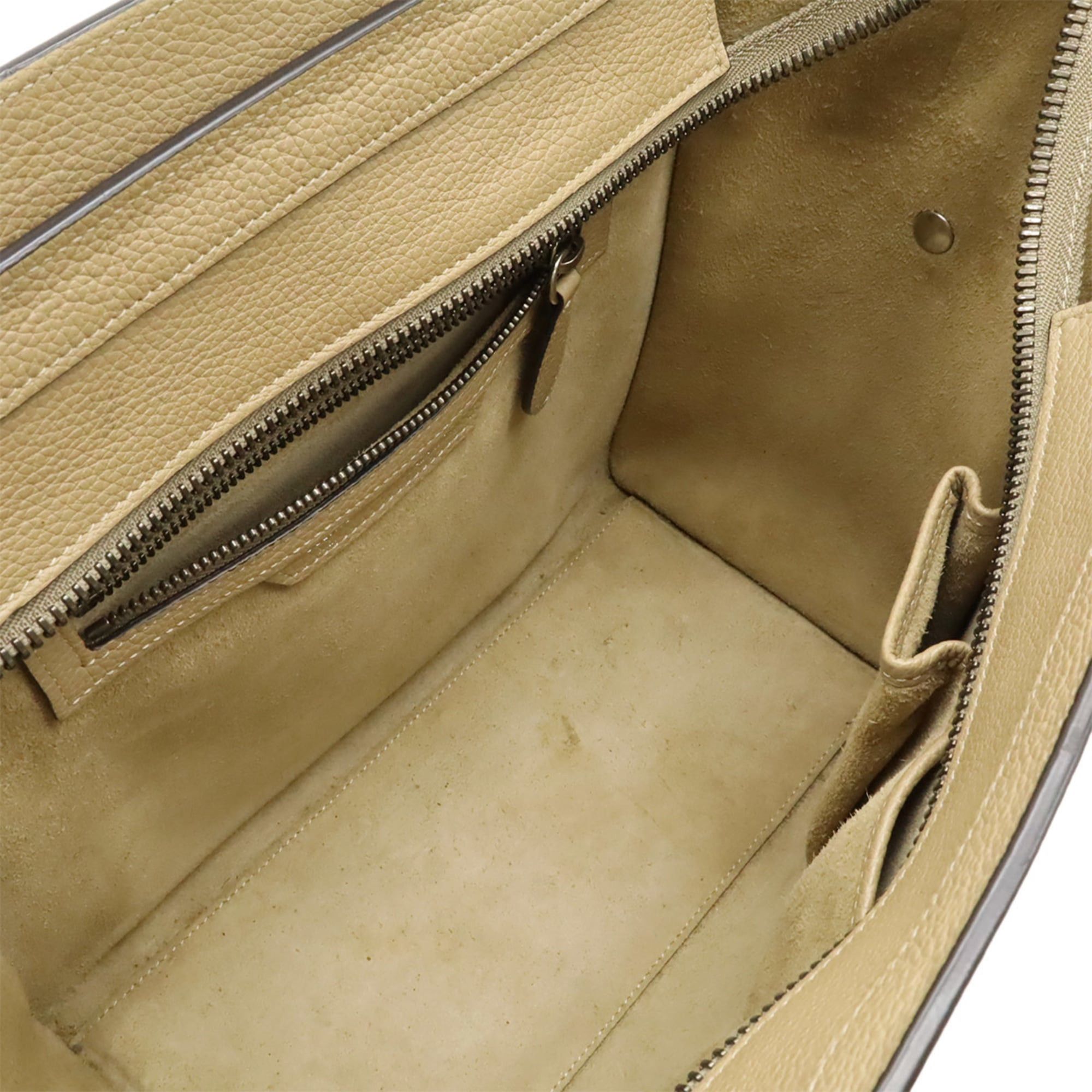 Celine CELINE Luggage Micro Shopper Tote Bag Handbag Leather Beige 189793 Size ONE SIZE - 7 Thumbnail