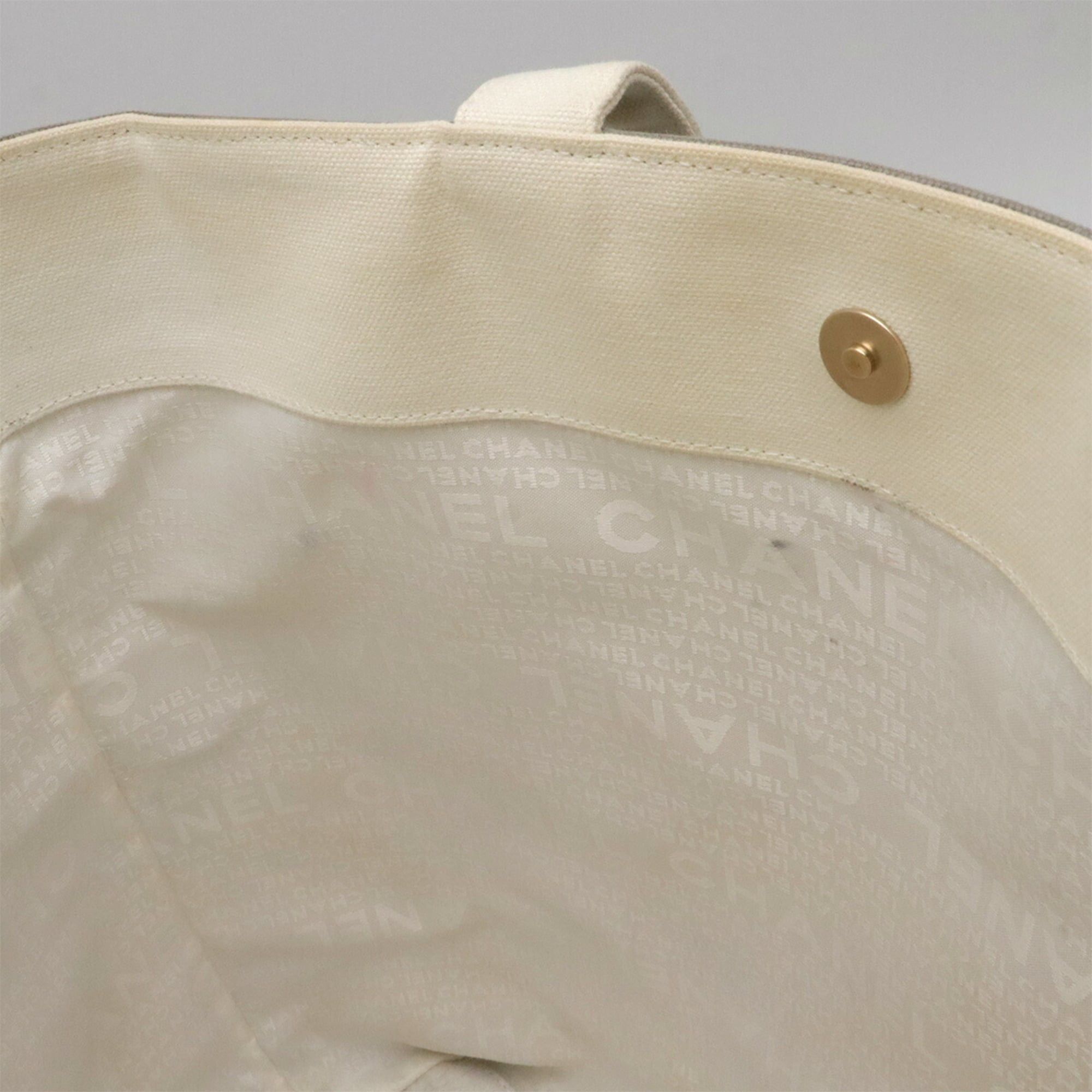 Chanel CHANEL Mademoiselle tote bag with window line print, canvas, gray, ivory, white. Size ONE SIZE - 9 Thumbnail