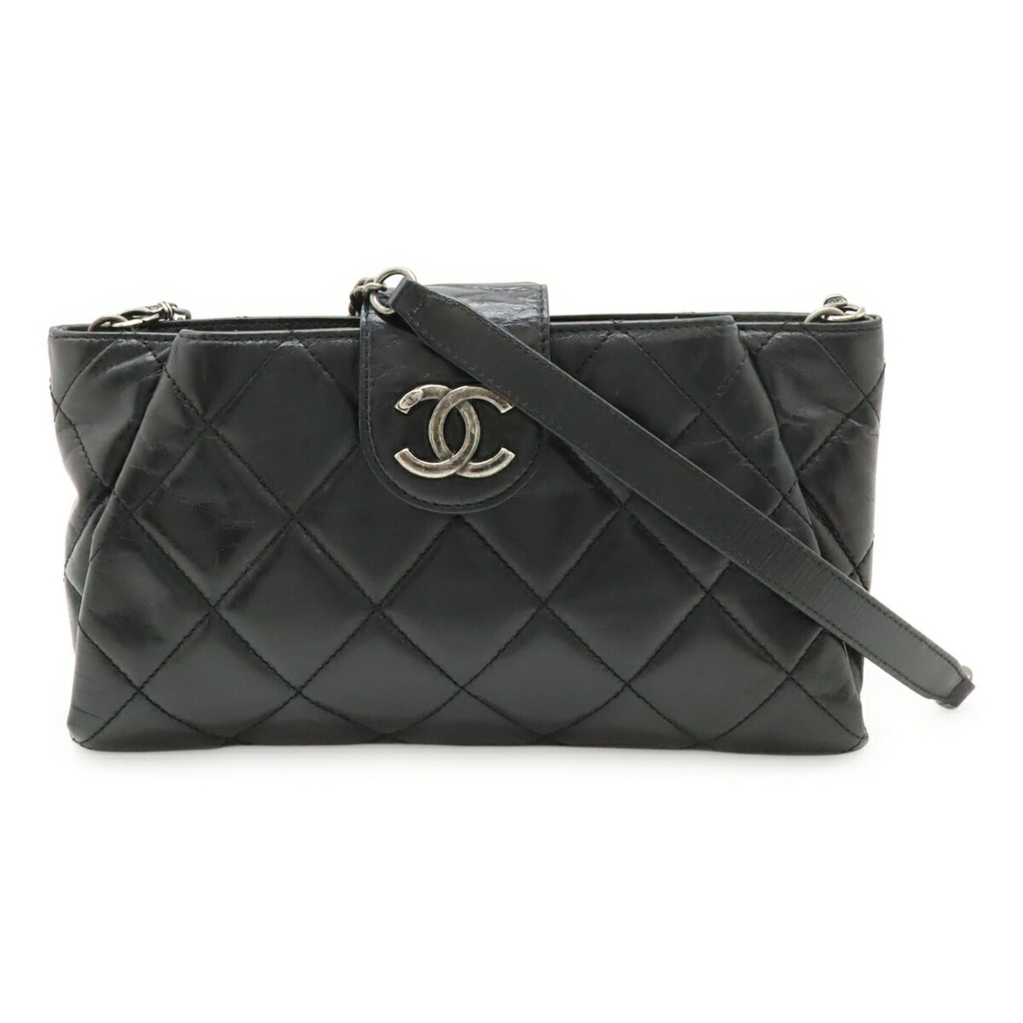 Chanel CHANEL Coco Pleats Mark Shoulder Bag Chain Leather Black Size ONE SIZE - 2 Thumbnail