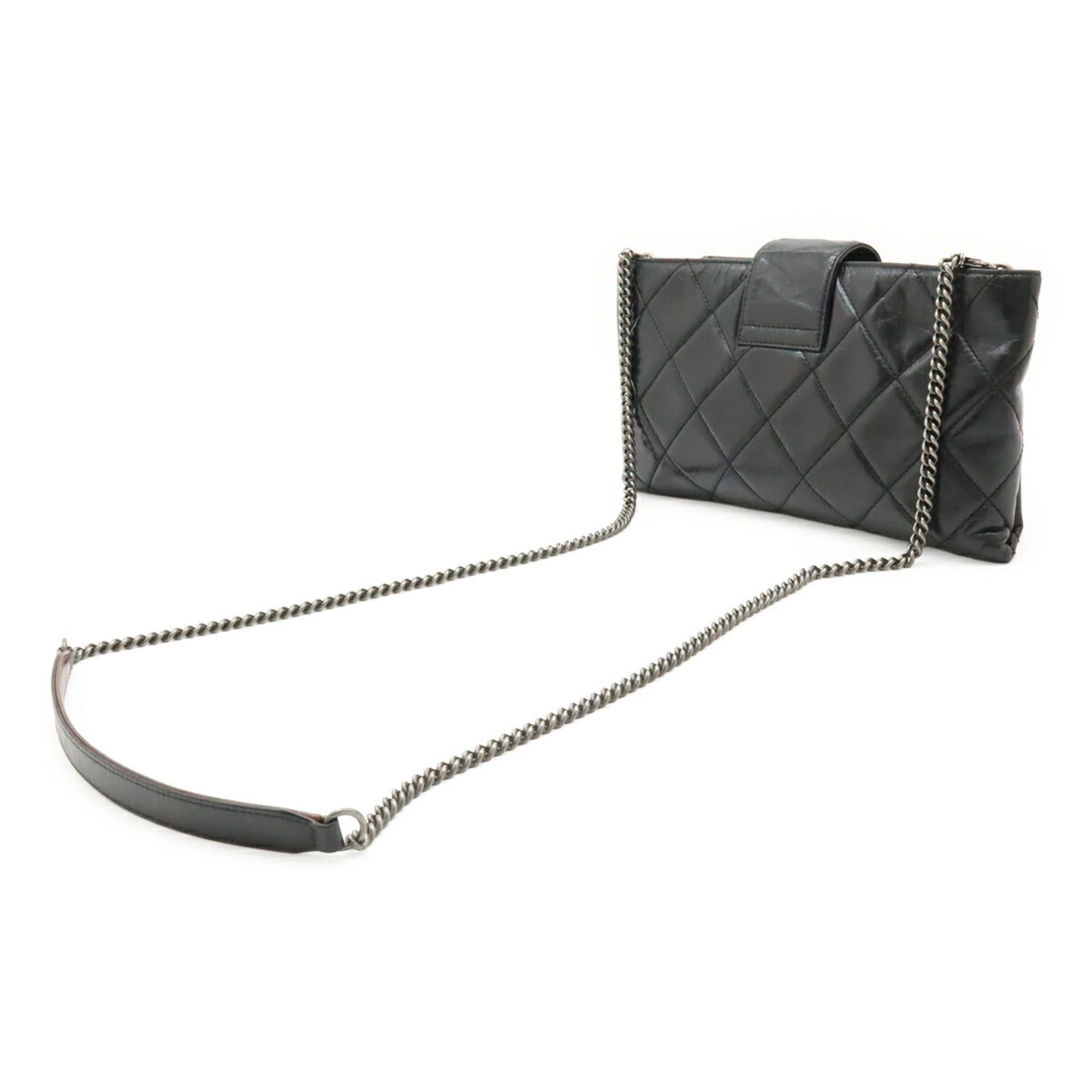 Chanel CHANEL Coco Pleats Mark Shoulder Bag Chain Leather Black Size ONE SIZE - 3 Thumbnail
