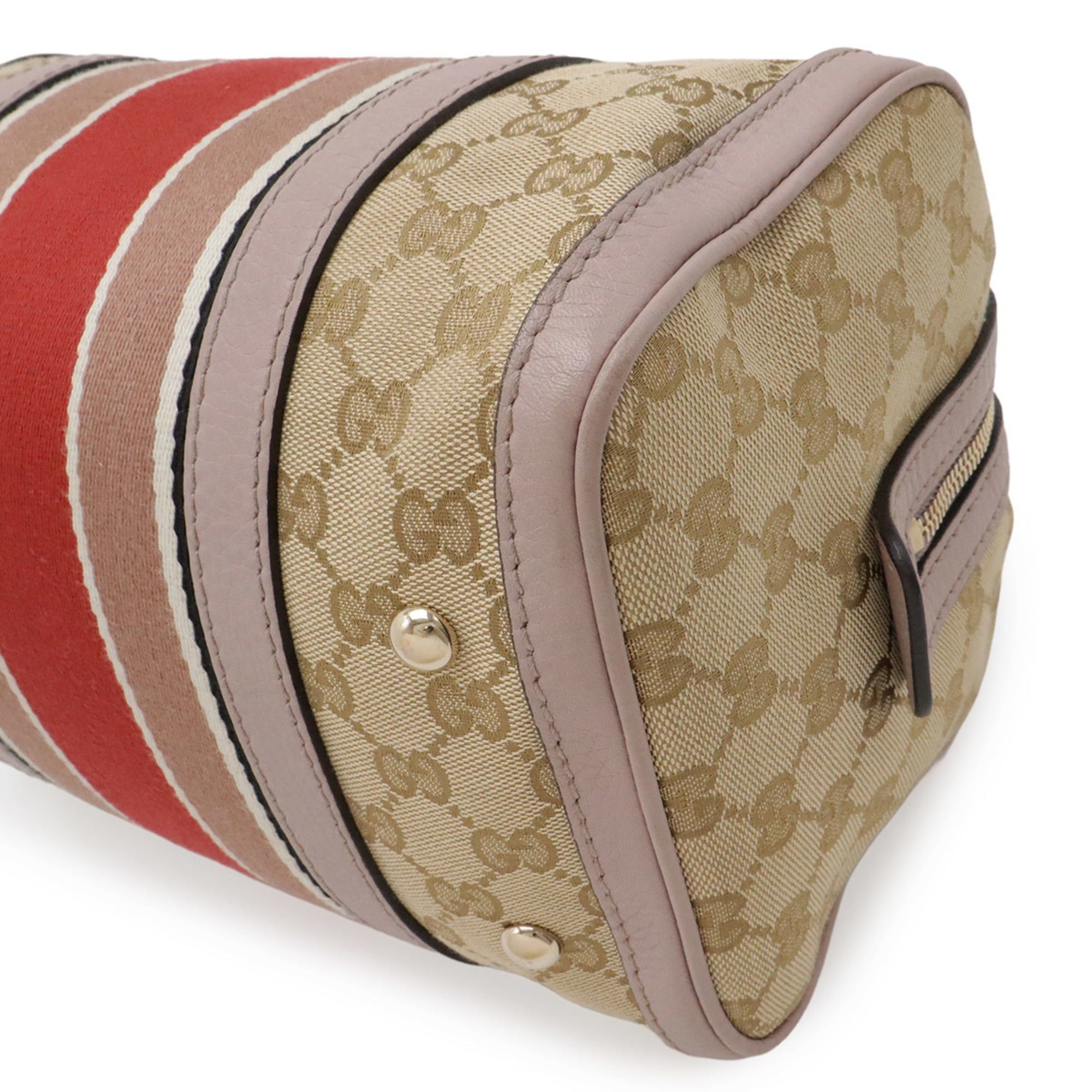 Gucci GUCCI GG Canvas Sherry Line Handbag, Leather, Beige, Pink, Red, 269876 Size ONE SIZE - 4 Thumbnail