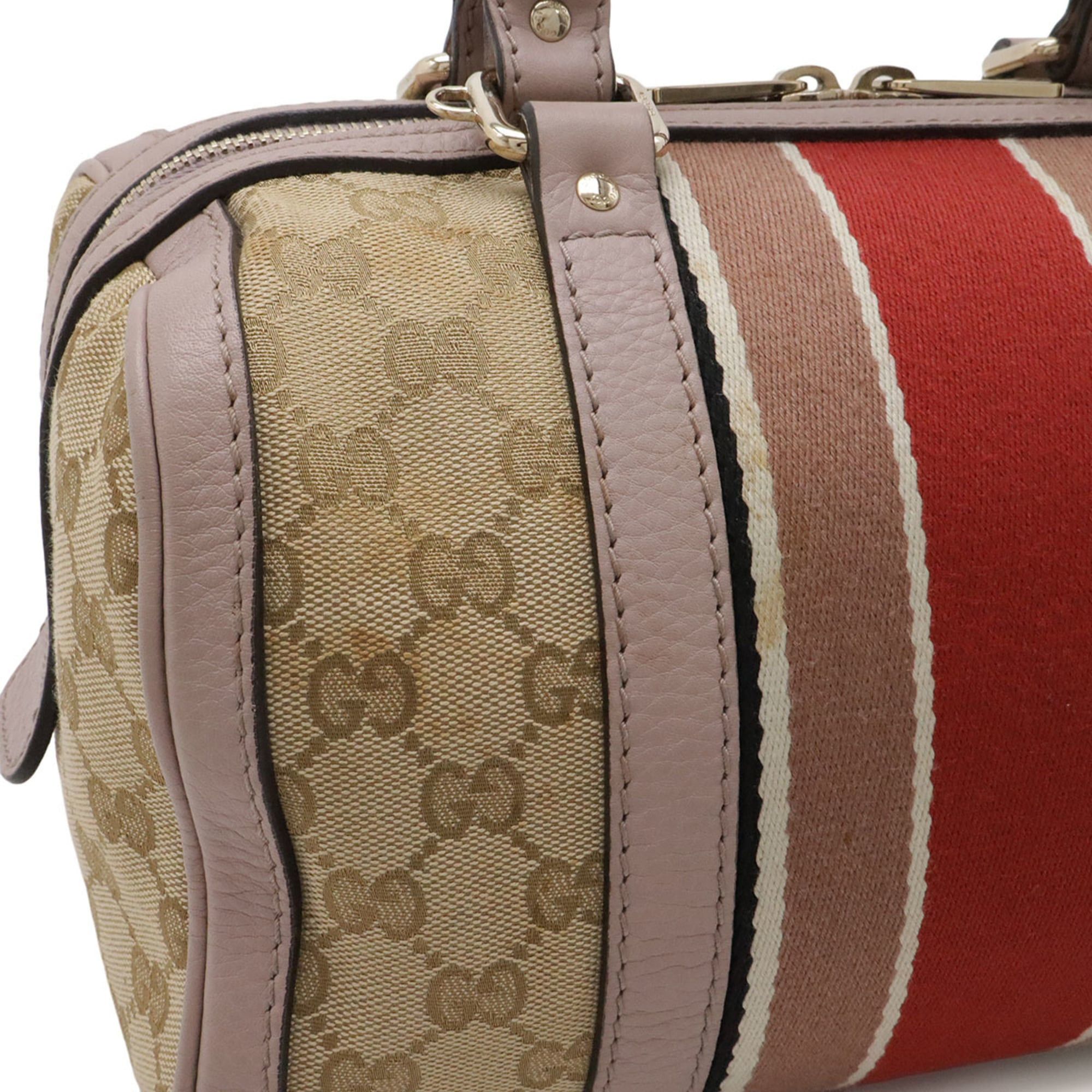 Gucci GUCCI GG Canvas Sherry Line Handbag, Leather, Beige, Pink, Red, 269876 Size ONE SIZE - 5 Thumbnail