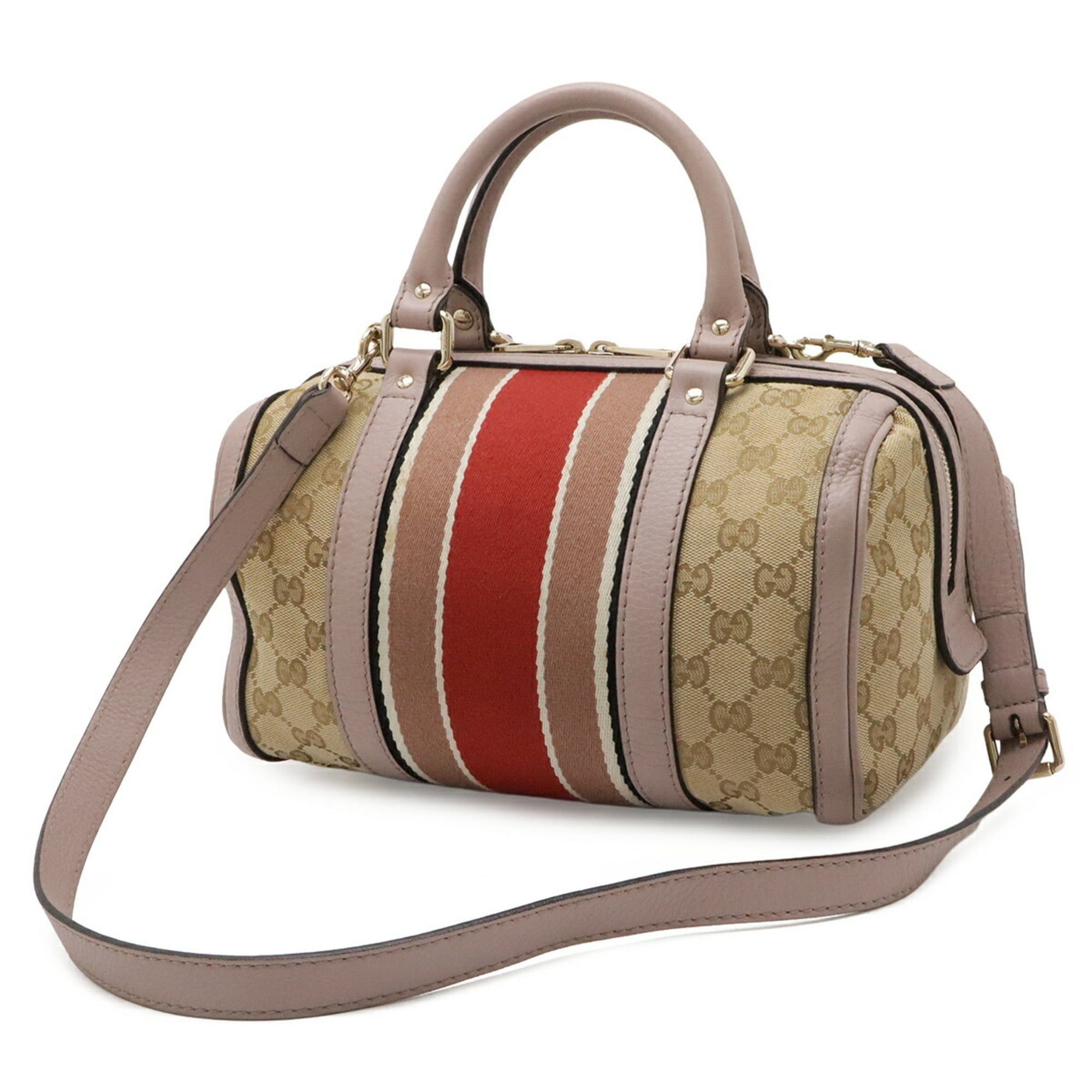 Gucci GUCCI GG Canvas Sherry Line Handbag, Leather, Beige, Pink, Red, 269876 Size ONE SIZE - 3 Thumbnail