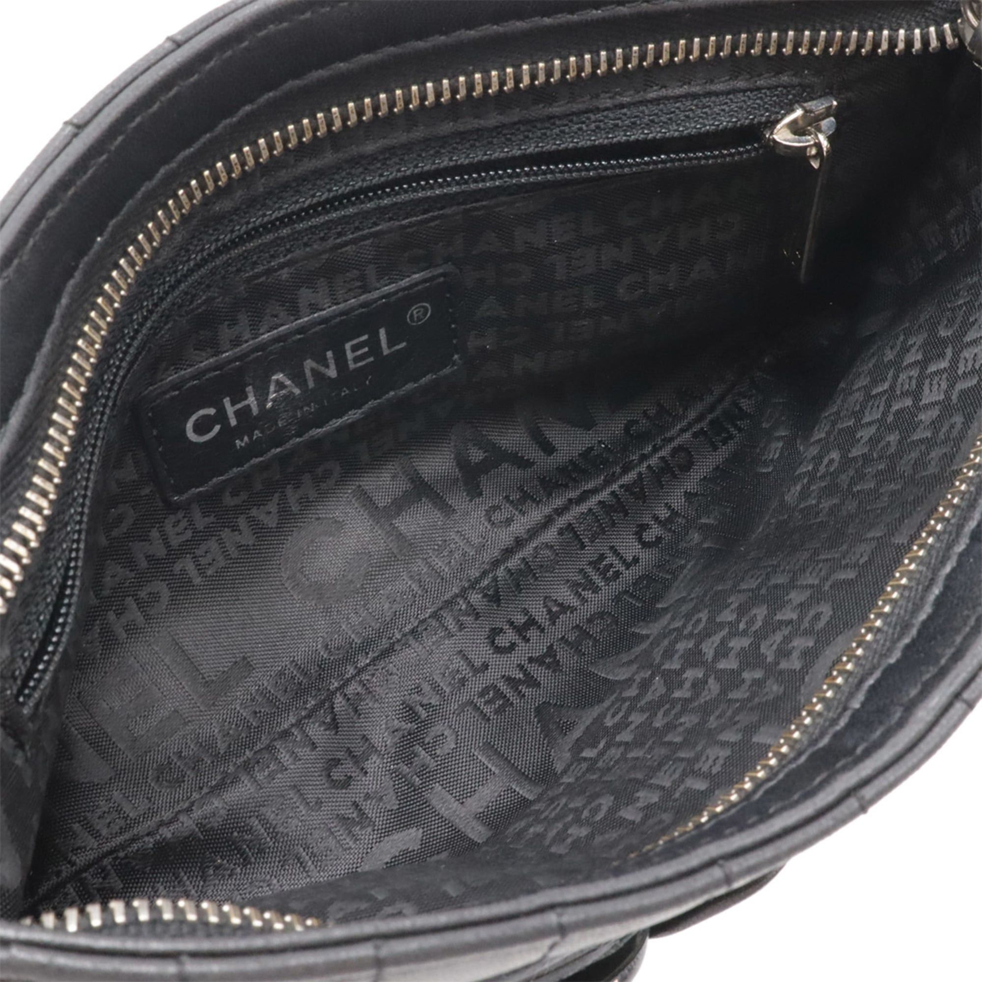 Chanel CHANEL Chocolate Bar Camellia No. 5 Coco Mark Chain Shoulder Bag - Leather, Black Size ONE SIZE - 7 Thumbnail