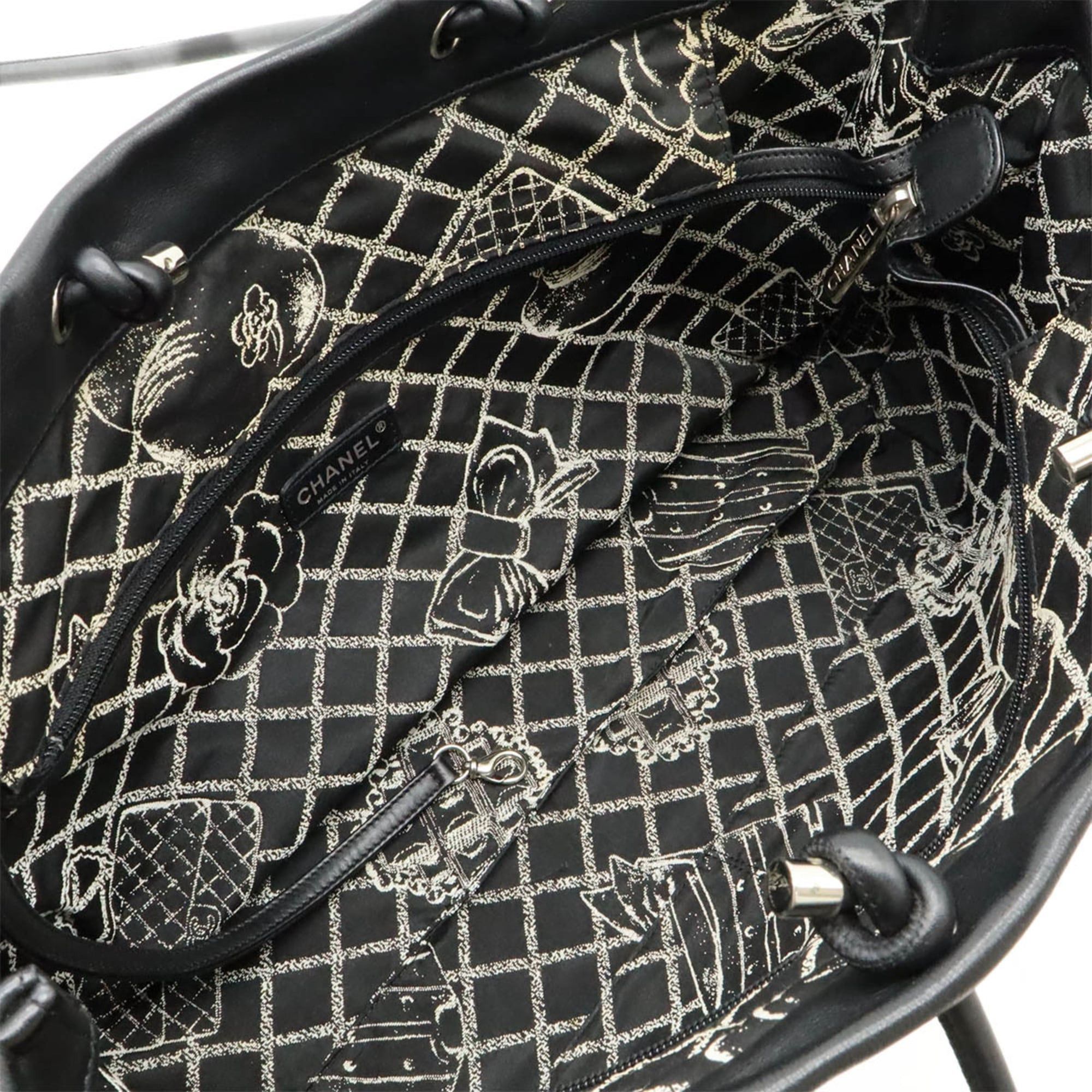 Chanel CHANEL Essential Tote Bag, Large Shoulder Leather, Black/White, A46882 Size ONE SIZE - 7 Thumbnail
