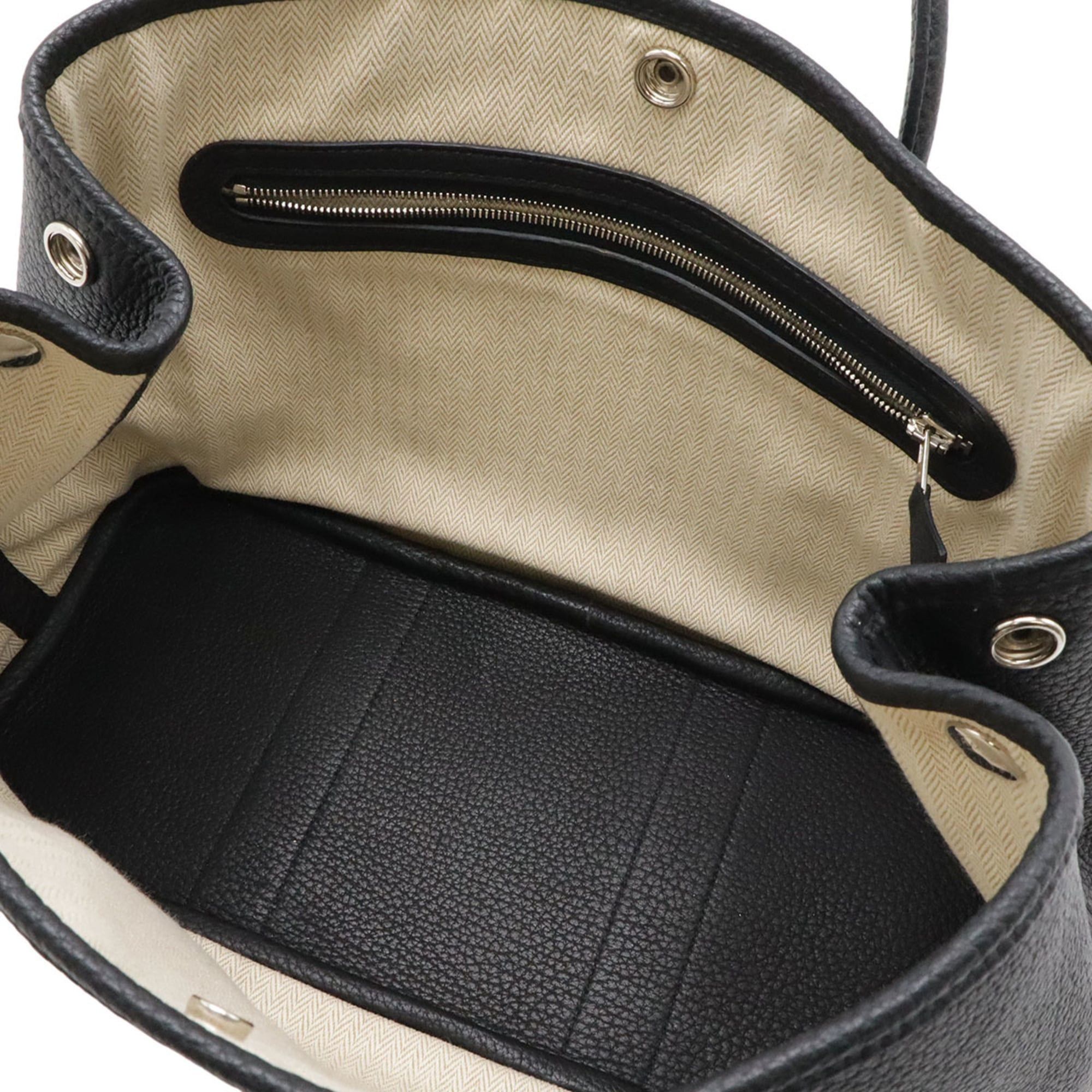 Hermes HERMES Garden TPM Tote Bag Handbag Negonda Leather Noir Black □L Stamp Size ONE SIZE - 6 Thumbnail