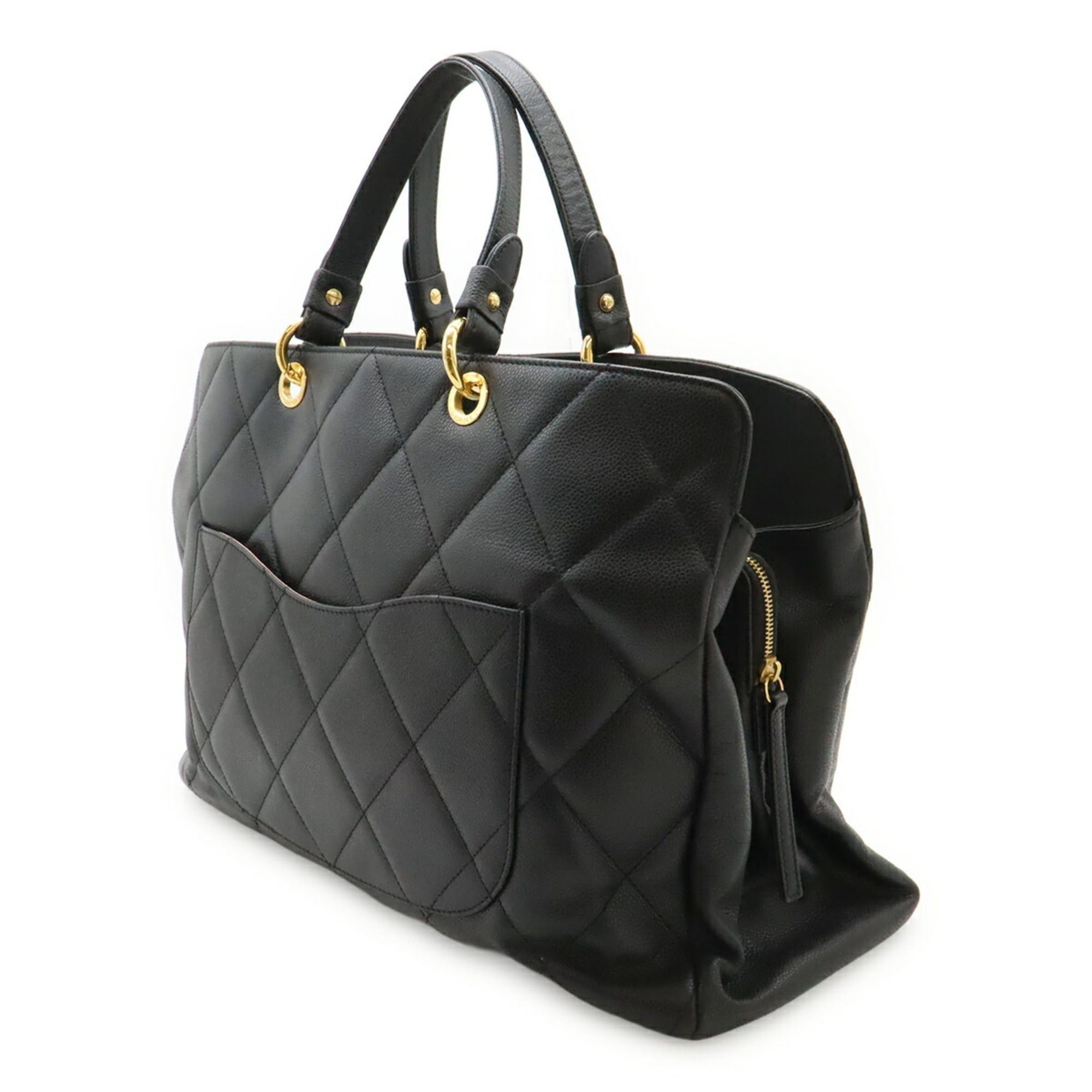 Chanel CHANEL Matelassé Coco Mark Tote Bag, Large Tote, Caviar Leather, Black, A46886 Size ONE SIZE - 3 Thumbnail