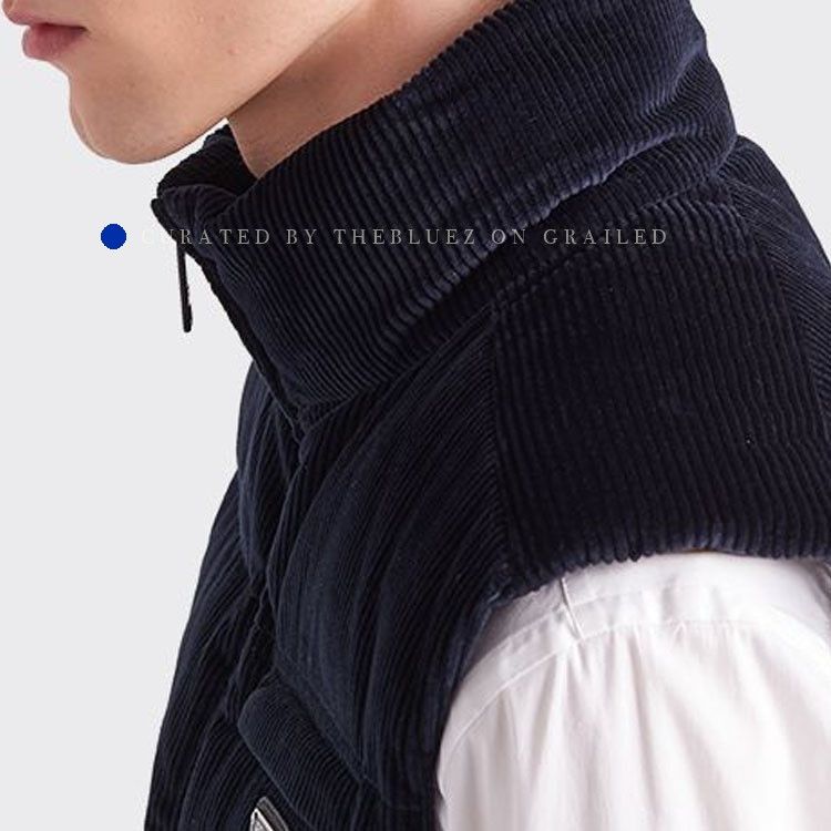 Prada Blue Corduroy Puffer Vest Size US L / EU 52-54 / 3 - 9 Thumbnail