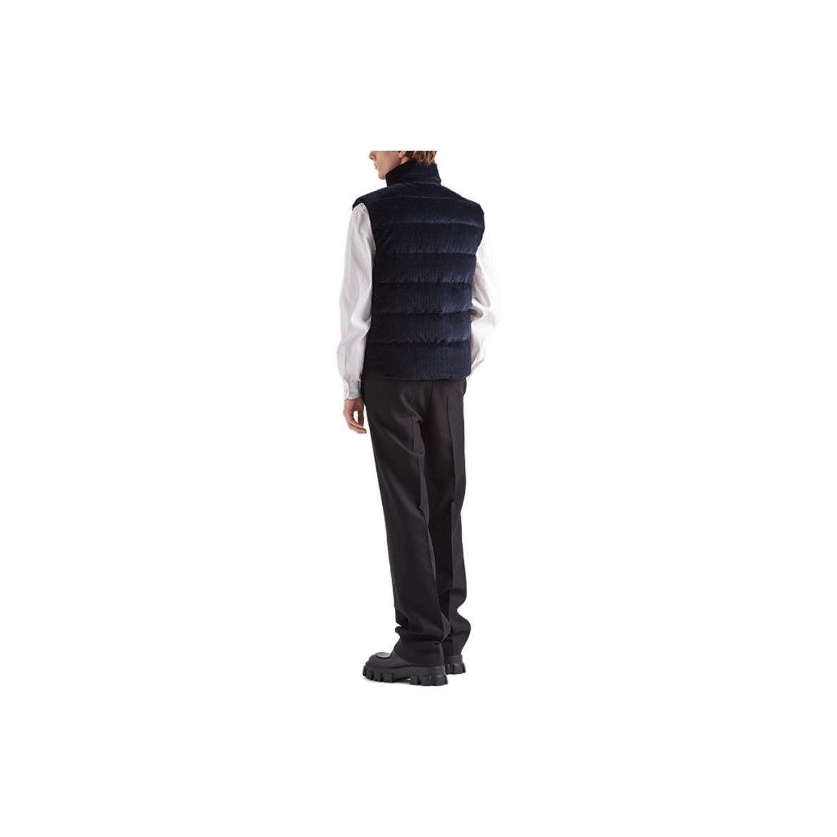 Prada Blue Corduroy Puffer Vest Size US L / EU 52-54 / 3 - 7 Thumbnail