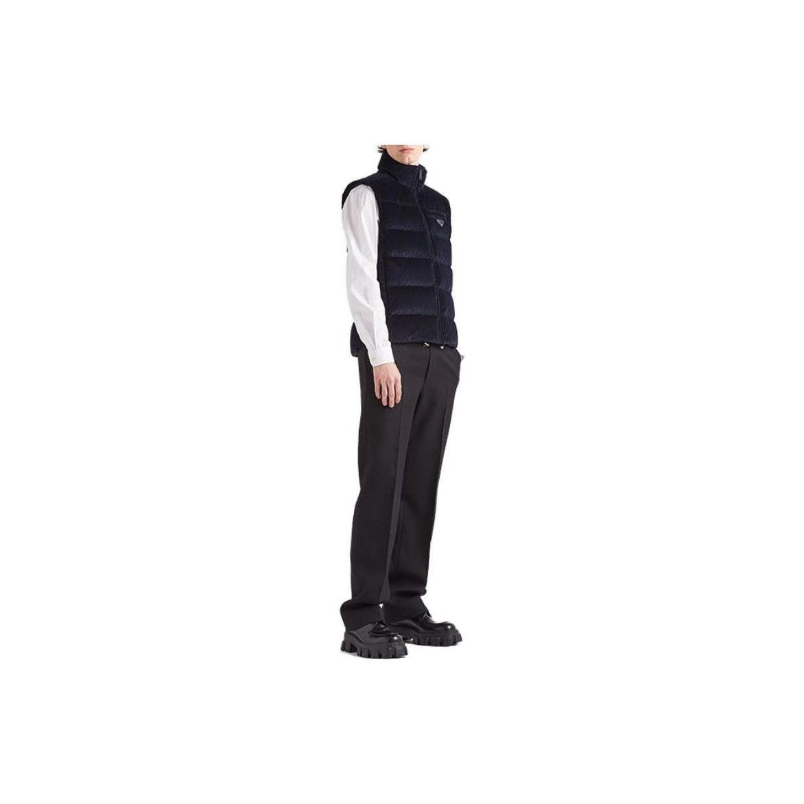 Prada Blue Corduroy Puffer Vest Size US L / EU 52-54 / 3 - 6 Thumbnail