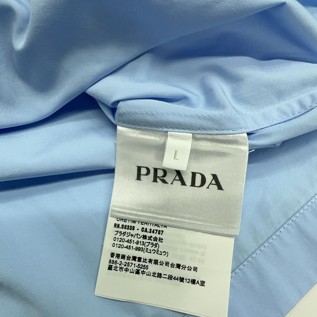 Prada Stylish Blue Logo Patch Button Up Shirt Size US L / EU 52-54 / 3 - 5 Thumbnail