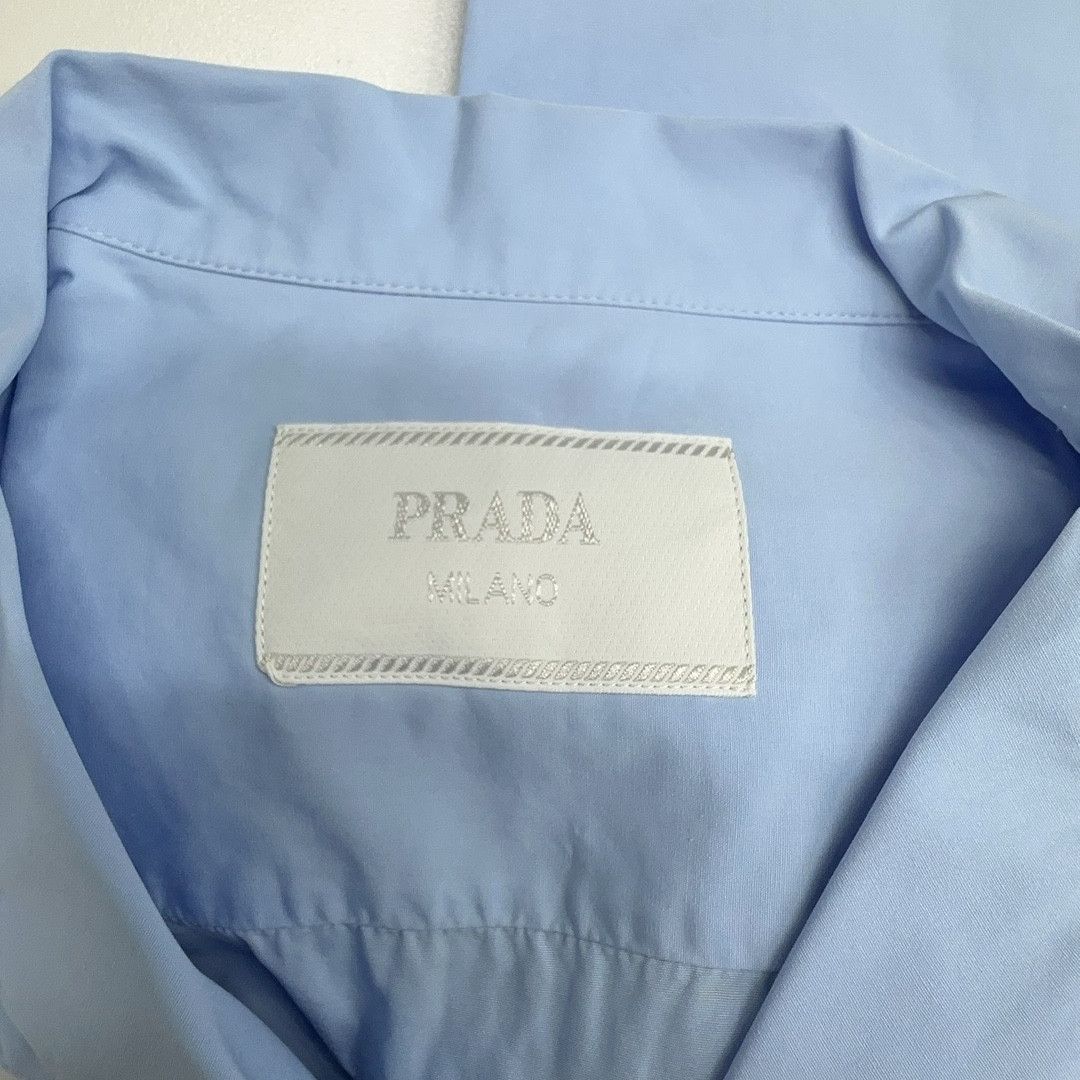 Prada Stylish Blue Logo Patch Button Up Shirt Size US L / EU 52-54 / 3 - 4 Thumbnail