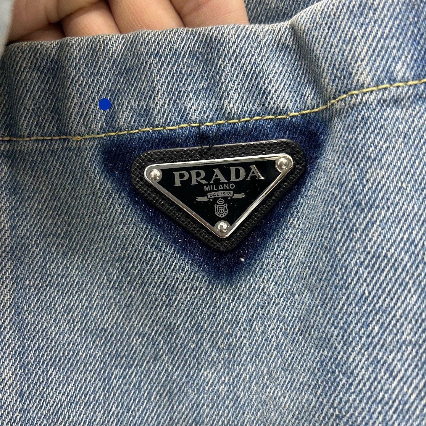 Prada Blue Denim Shirt with Logo Patch Size US S / EU 44-46 / 1 - 7 Thumbnail