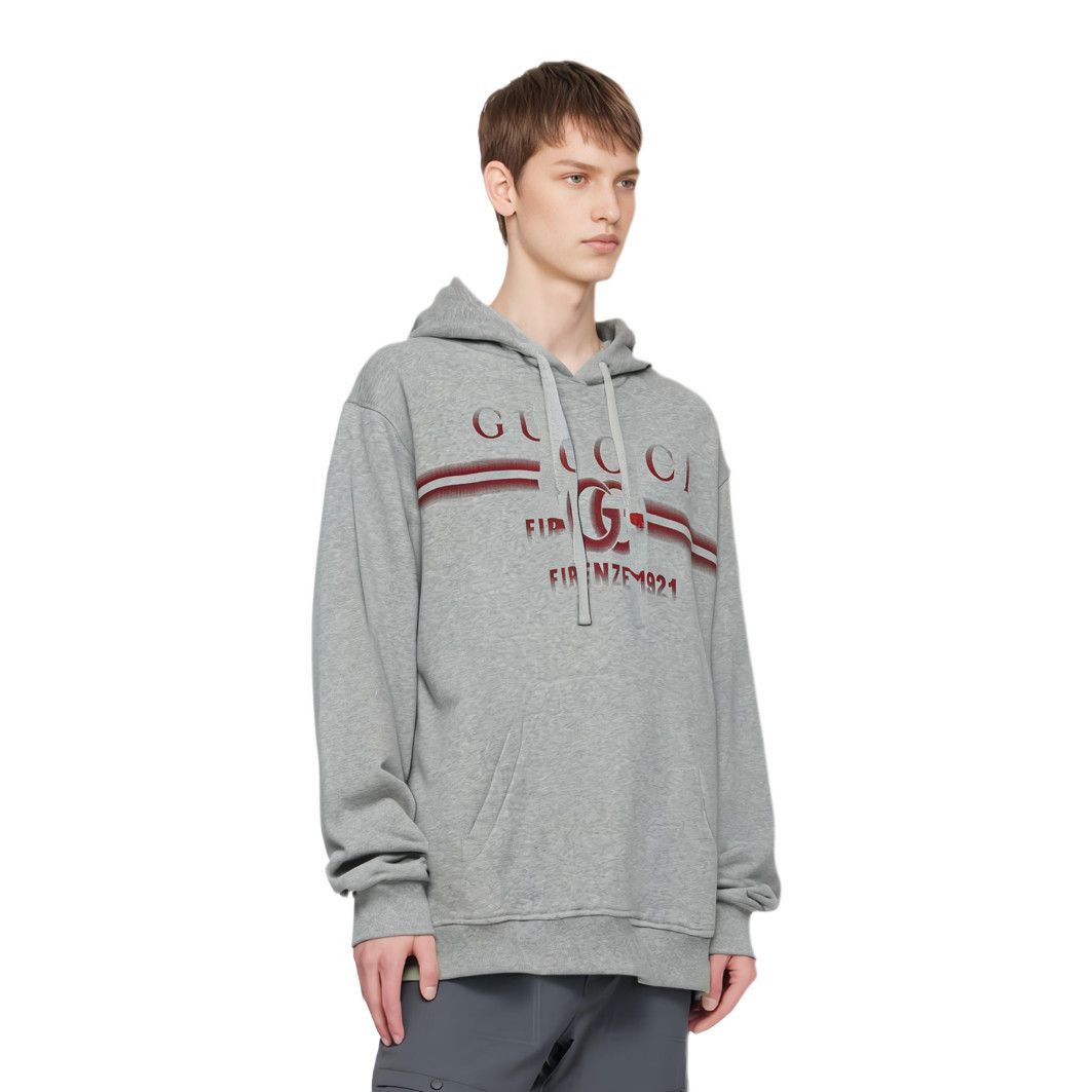Gucci Firenze 1921 Logo Hoodie in Gray Size US XL / EU 56 / 4 - 7 Thumbnail